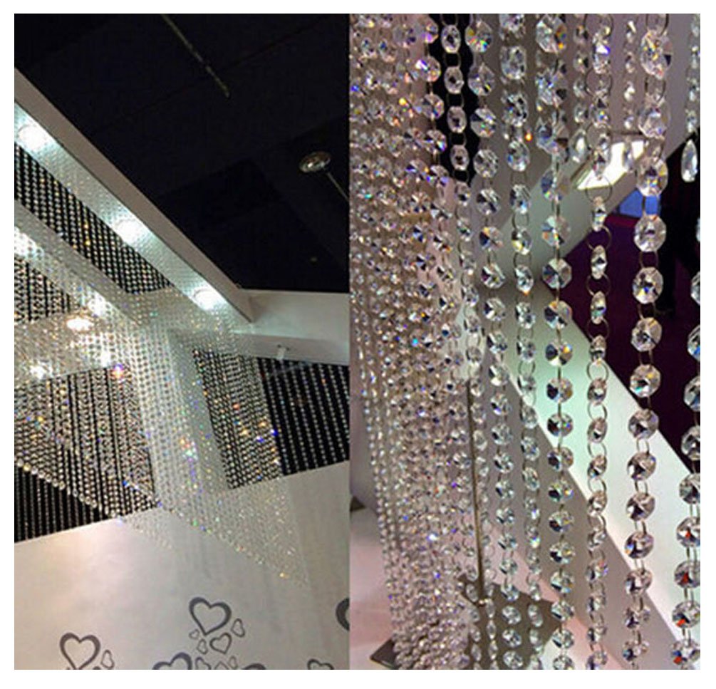 WAZHRMGHG 99FT Clear Acrylic Crystal Garland Strands Hanging Chandelier Bead Chain Ornament String Decorations for Manzanita Centerpiece Christmas Tree Wedding Party Celebration (99FT(30M))