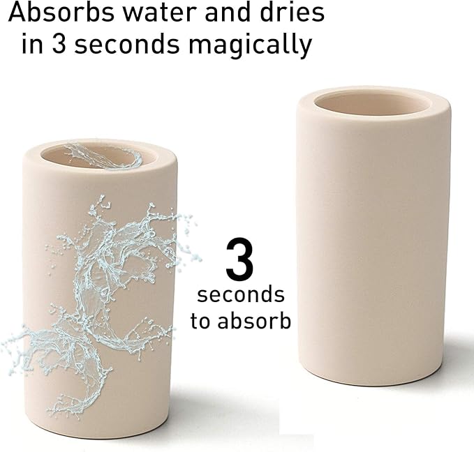 Toothbrush Holder - Office Pen Holder,Bathroom Diatomite Toothbrush Holder,Desk Pen Holder,Stand Cup to Waterproof and Absorb Odor, Sleek and Modern Design Decrotion for Bathroom.(Beige)