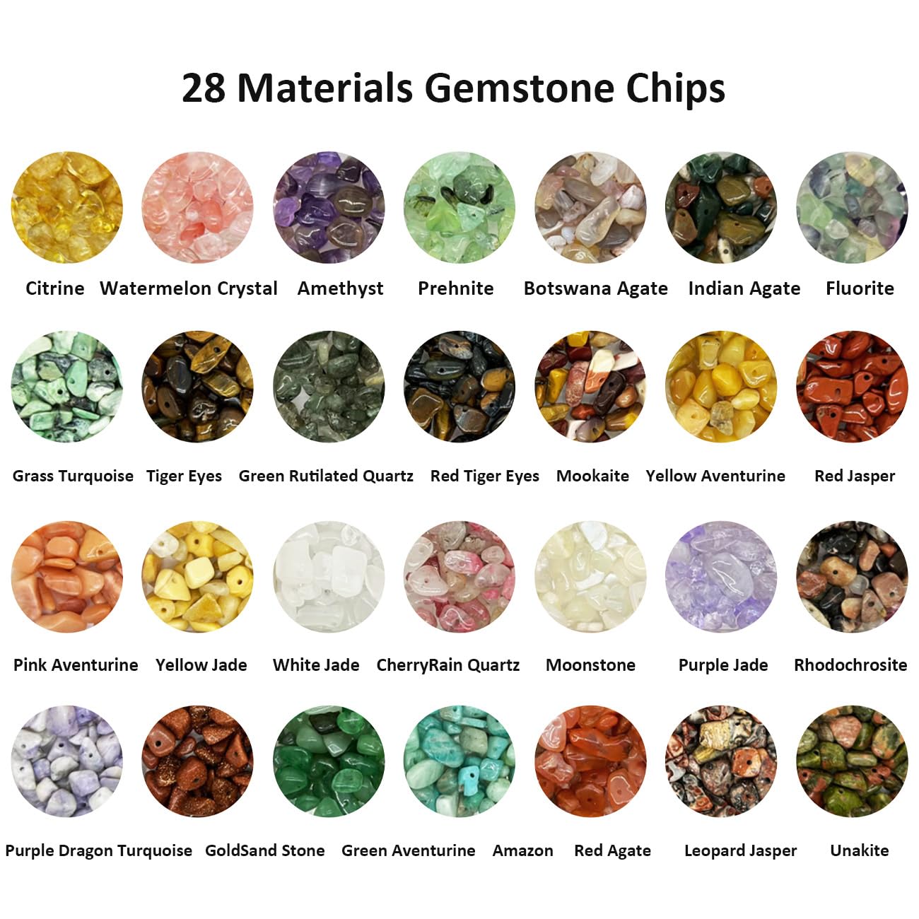 Yephac Jewelry Making Kits with 28 Colors Gemstone Chips, Healing Crystal Ring Maker Kit with Jewelry Making Supplies (28 Colors-1)