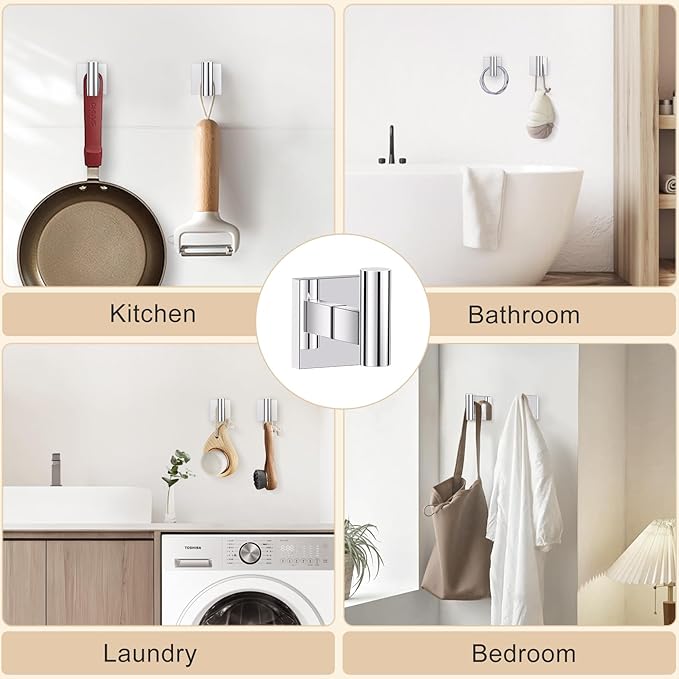 5-Piece Polish Chrome Bathroom Hardware Set, SUS304 Stainless Steel Bathroom Accessories Set 23.6 inches Towel Bar, Toilet Paper Holder with Shelf, Towel Ring and Two Towel Hooks Wall-Mounted