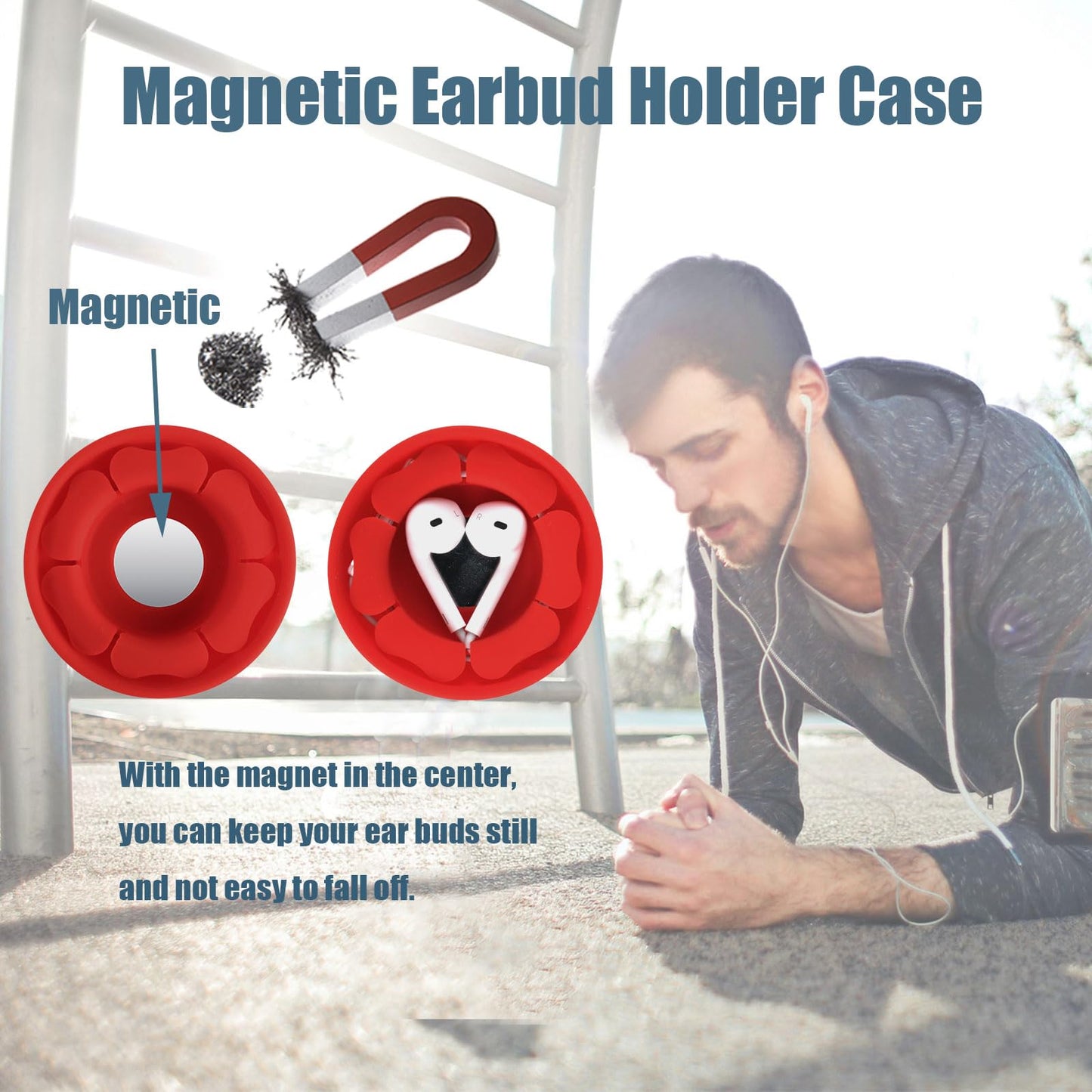 MAIRUI Wired Earbud Case 3 Pack Earphone Headphone Cord Organizer Earbuds Wrap Soft Silicone Magnetic Holder Storage Tangle Free Cable Winder(Red/Blue/Green)