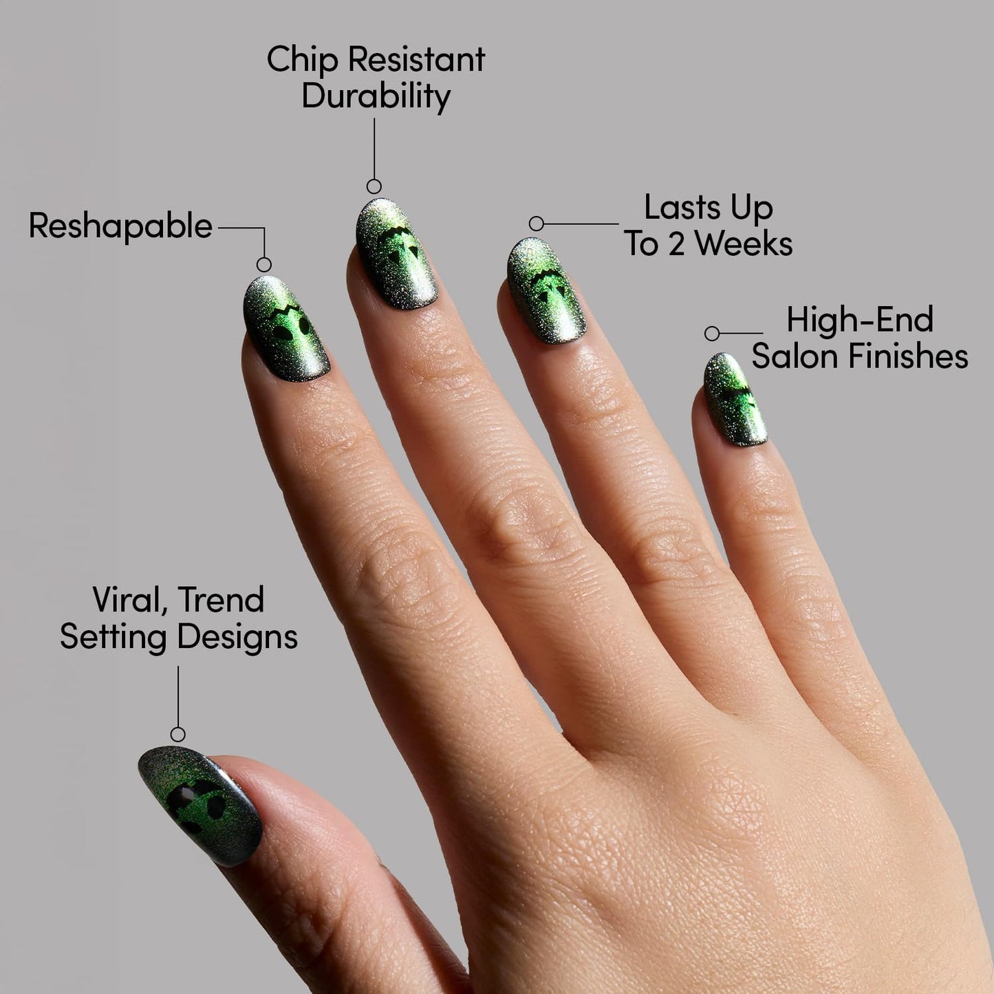 Glamnetic Press On Nails - Peek-o'-Lantern | Short Round Fake Nails with Pumpkin Jack-o’-Lantern Graphics & Velvet Finish, Salon Quality Halloween Nails | 15 Sizes - 30 Nail Kit with Glue