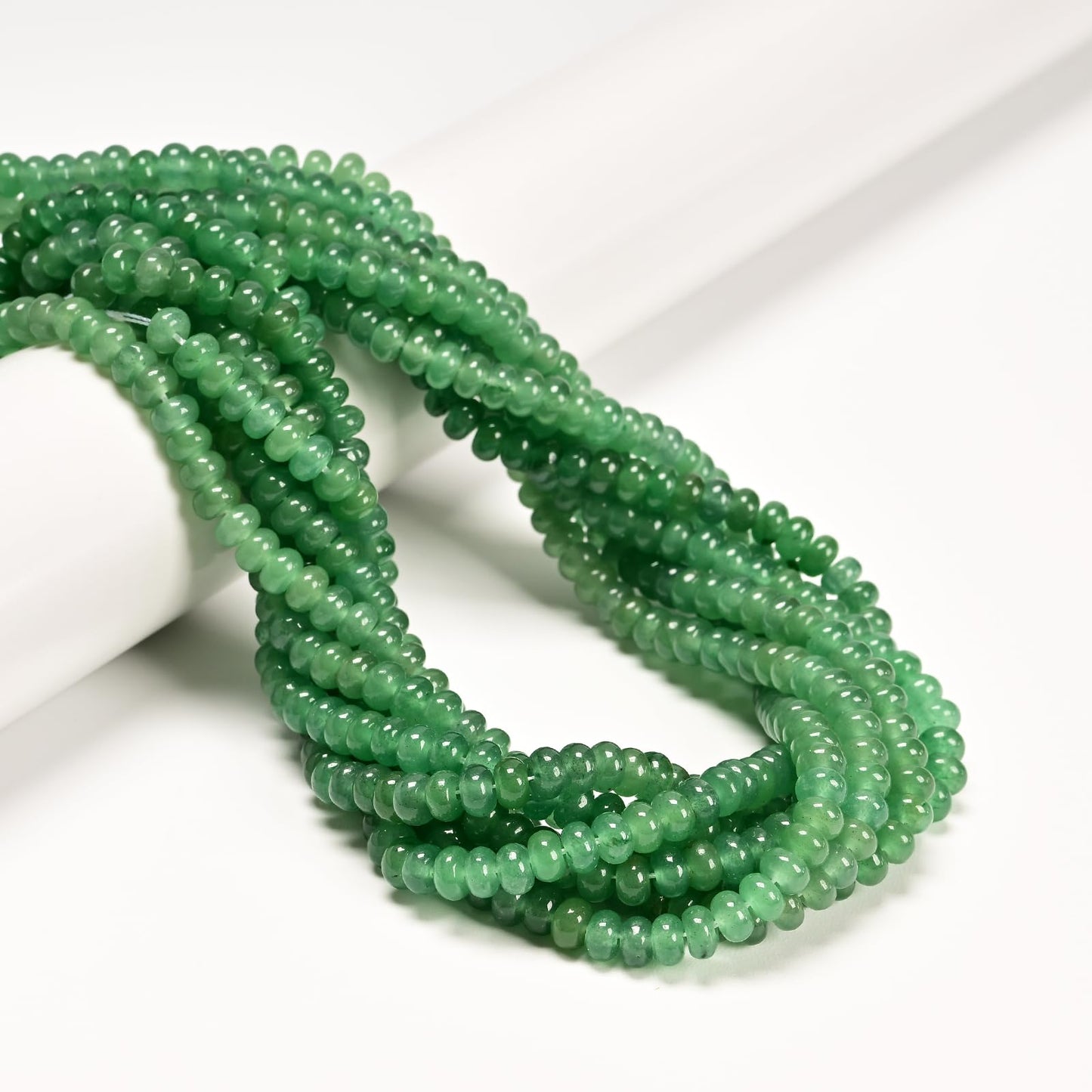 ICAI 4x6mm Natural Rondelle Beads – Loose Gemstone Spacers for DIY Jewelry Making (Green Aventurine)