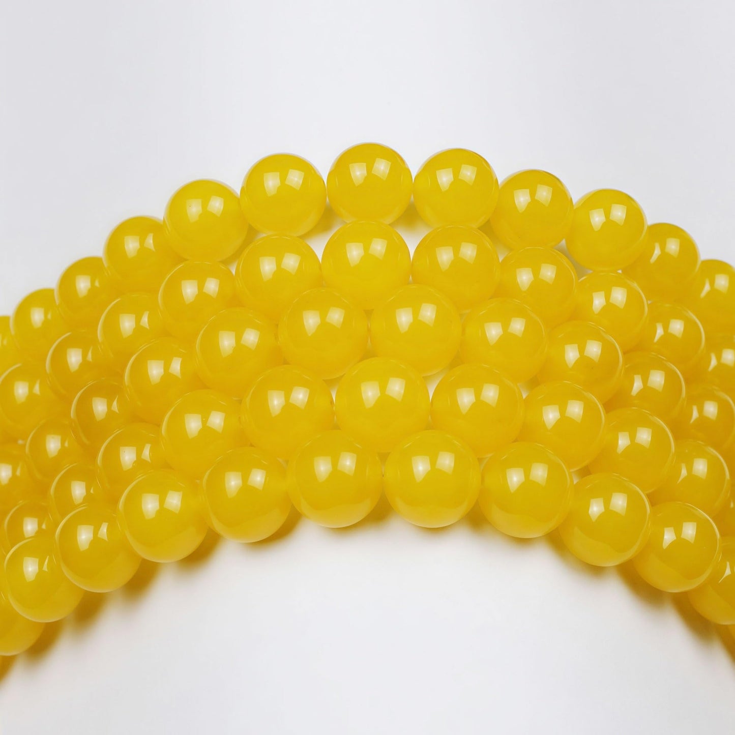 MJDCB Natural Yellow Jade Round Loose Beads for Jewelry Making DIY Bracelet Necklace (10mm)