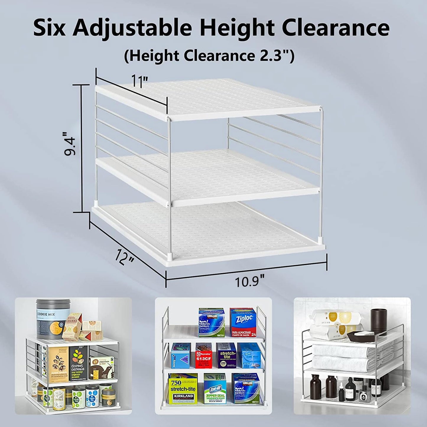 WANCHIY Upgraded Cabinet Organizers - Divided Compartment Holder for Plastic Bag, Wrap, Foil, Snack and Box - Kitchen Organization Under Sink Storage Suitable