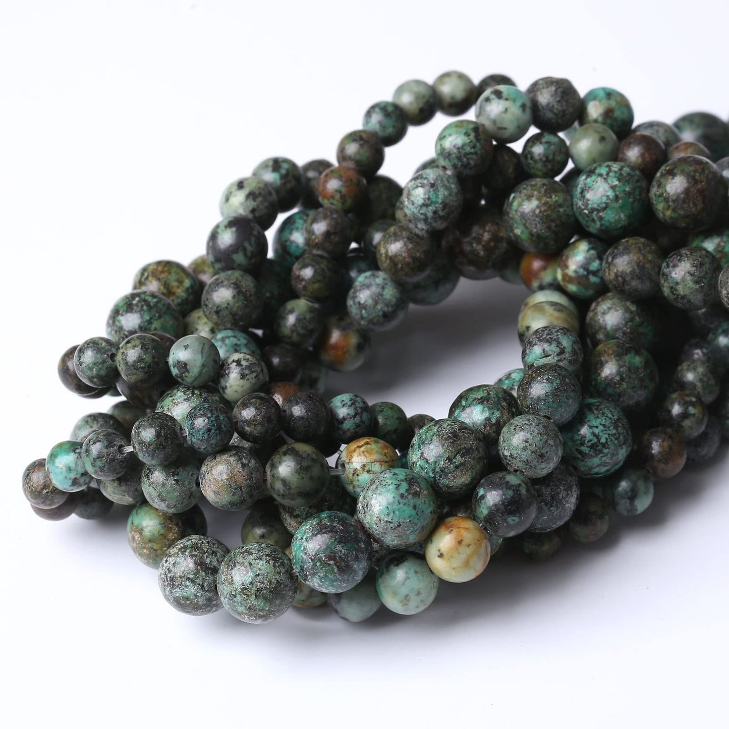 African Turquoises Stone Natural Stone Beads Gems Round Loose Beads Jewelry Making DIY Bracelet Necklace Accessory 1 Strand 45PCS 8MM 15"