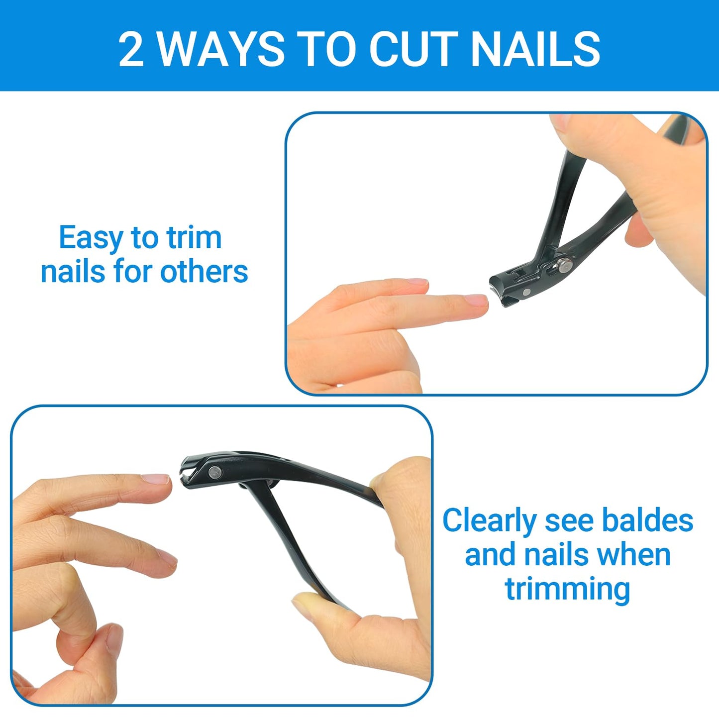 Long Handle Toenail Clippers for Seniors Ultra Wide Jaw Opening Toe Nail Clippers Set for Thick Toenails Sharp Professional Fingernail Cutters Trimmers for Men Women - Black