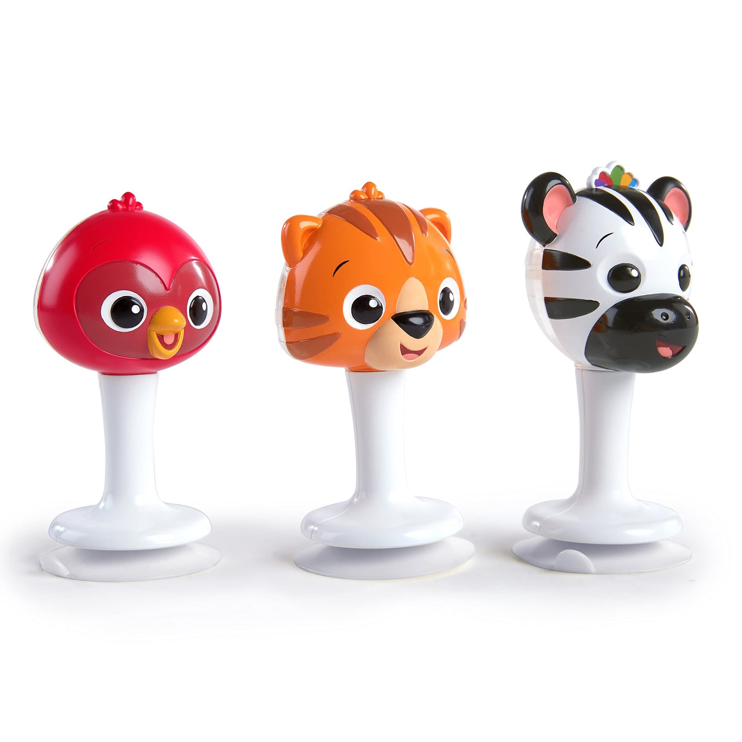 Baby Einstein Rattle & Jingle Trio High Chair Suction Toys Take-Along Musical Rattle Set Age 6 Months +, Multicolor, 3 Count