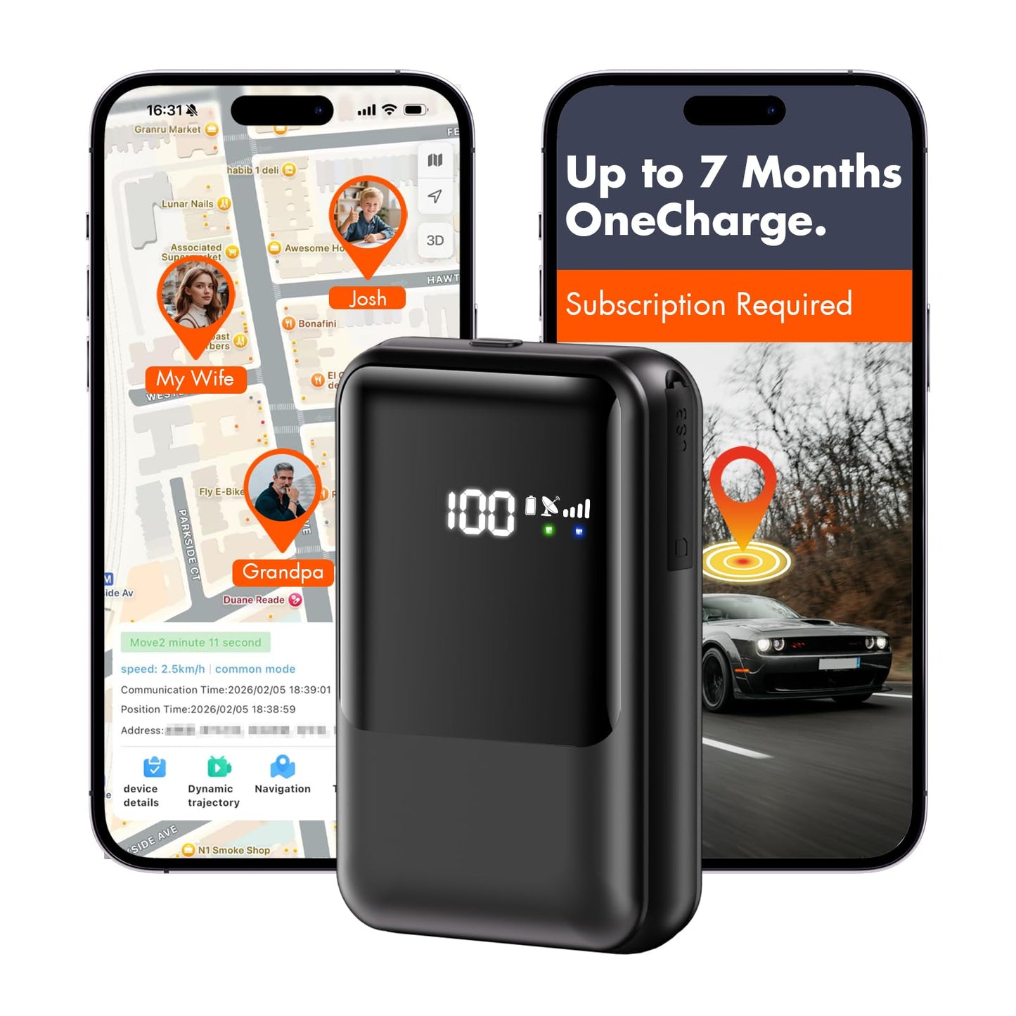 FASGAIN GPS Tracker for Vehicles, Assets Car Tracker Device with App, Up to 7 Months Batter, Magnetic Waterproof Tracking Device, Worldwide Coverage – iOS, Android (Subscription Required)(8000Mah)