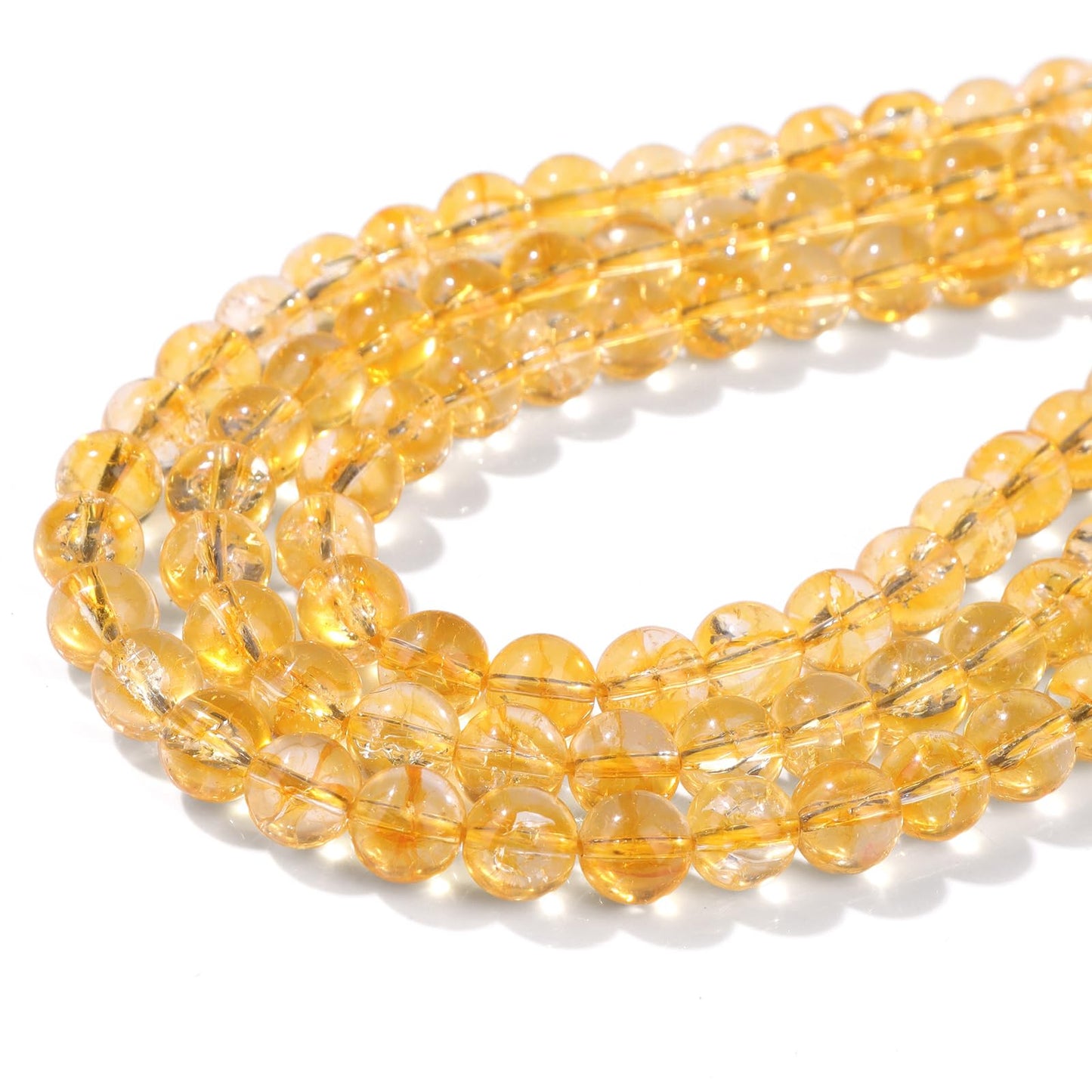 Risyfjew 100PCS 8mm Natural Citrine Beads Gemstone Round Loose Beads for Jewelry Making Chakra Crystal Stone Beads for Bracelets Necklace Earrings Making Supplies (100pcs/Strand)
