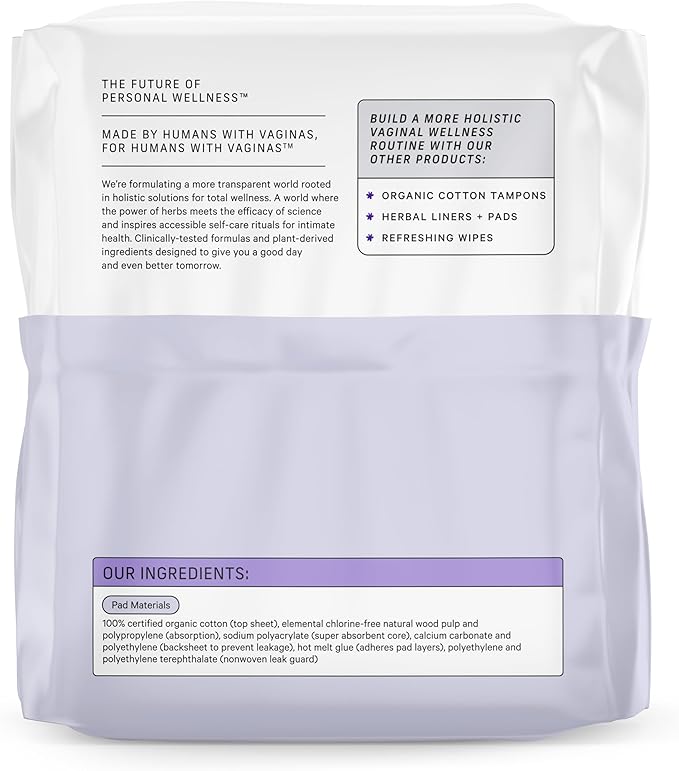 The Honey Pot Company - 48ct - Sanitary Pads for Women - Non-Herbal Overnight w/Wings - Organic Cotton Cover & Ultra-Absorbent Pulp Core - Feminine Care - FSA & HSA Eligible