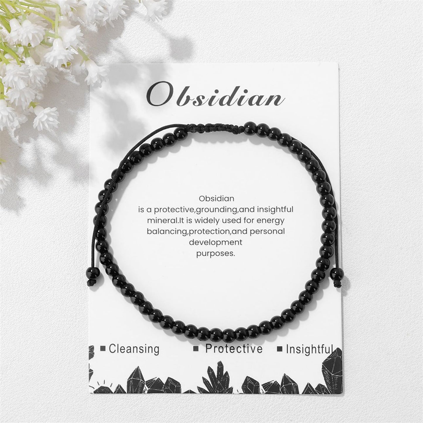 Lit Wall Black Obsidian Anklets for Women Beach Boho Ankle Waterproof Black Obsidian Anklet Bracelets Adjustable Beaded Ankle Bracelet Plus Size Anklets Gemstone Anklet Jewelry Gift for Her