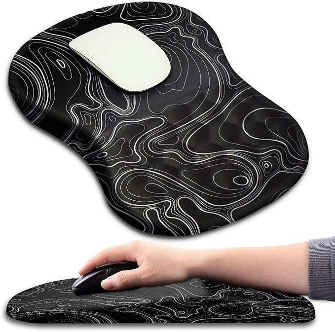 KUOSGM Ergonomic Mouse Pad with Massage Dot, Comfortable Computer Mouse Pad for Laptop, Wrist Rest Pain Relief, Non-Slip PU Base, Black, 12 x 8 in