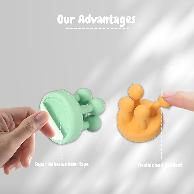 4Pcs Silicone Toothbrush Holders for Bathrooms,Waterproof Self Adhesive Multifunctional Hook for Hanging Towel Key Plug Cable for Bathroom Kitchen Living Room Office PurpleWhitePinkBlack