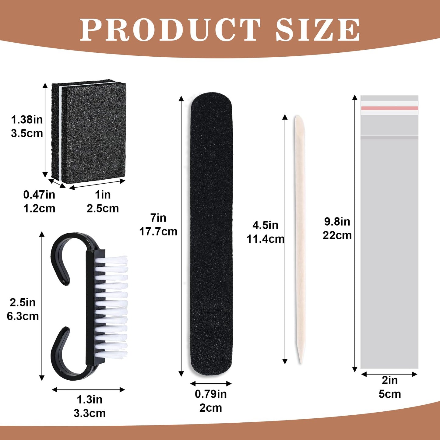 50 Sets Disposable Manicure Kit Basics 4 Piece Nail Kit for Travel,Handle Grip Brush,Mini Nail Buffer Nail File and Wood Stick for Gifts Salon Home Professional(50 Set-Black)