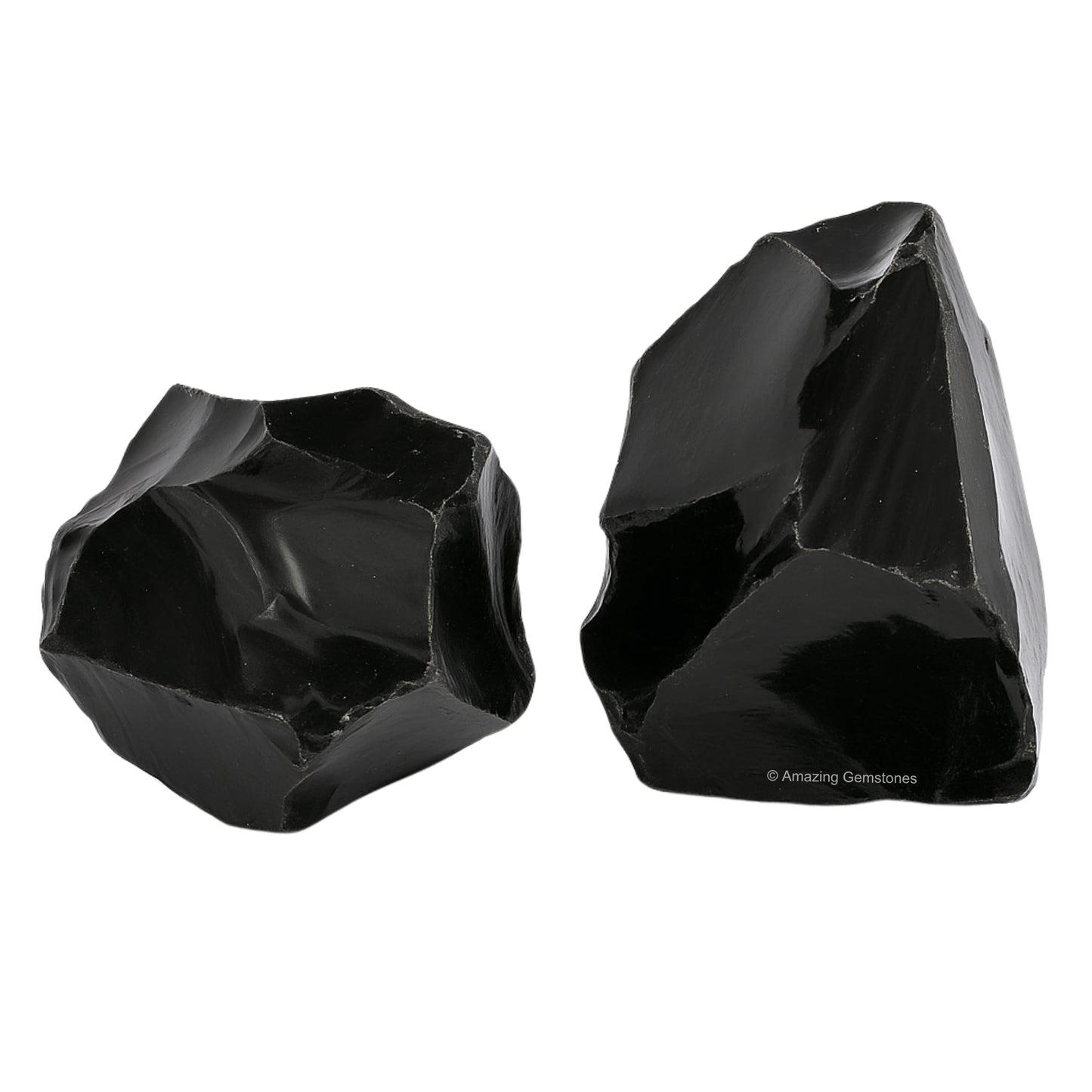 Amazing Gemstone Black Obsidian Rock Crystals and Healing Stones, Natural Raw for Tumbling and DIY, Obsidiana Negra Original (2 Pieces)