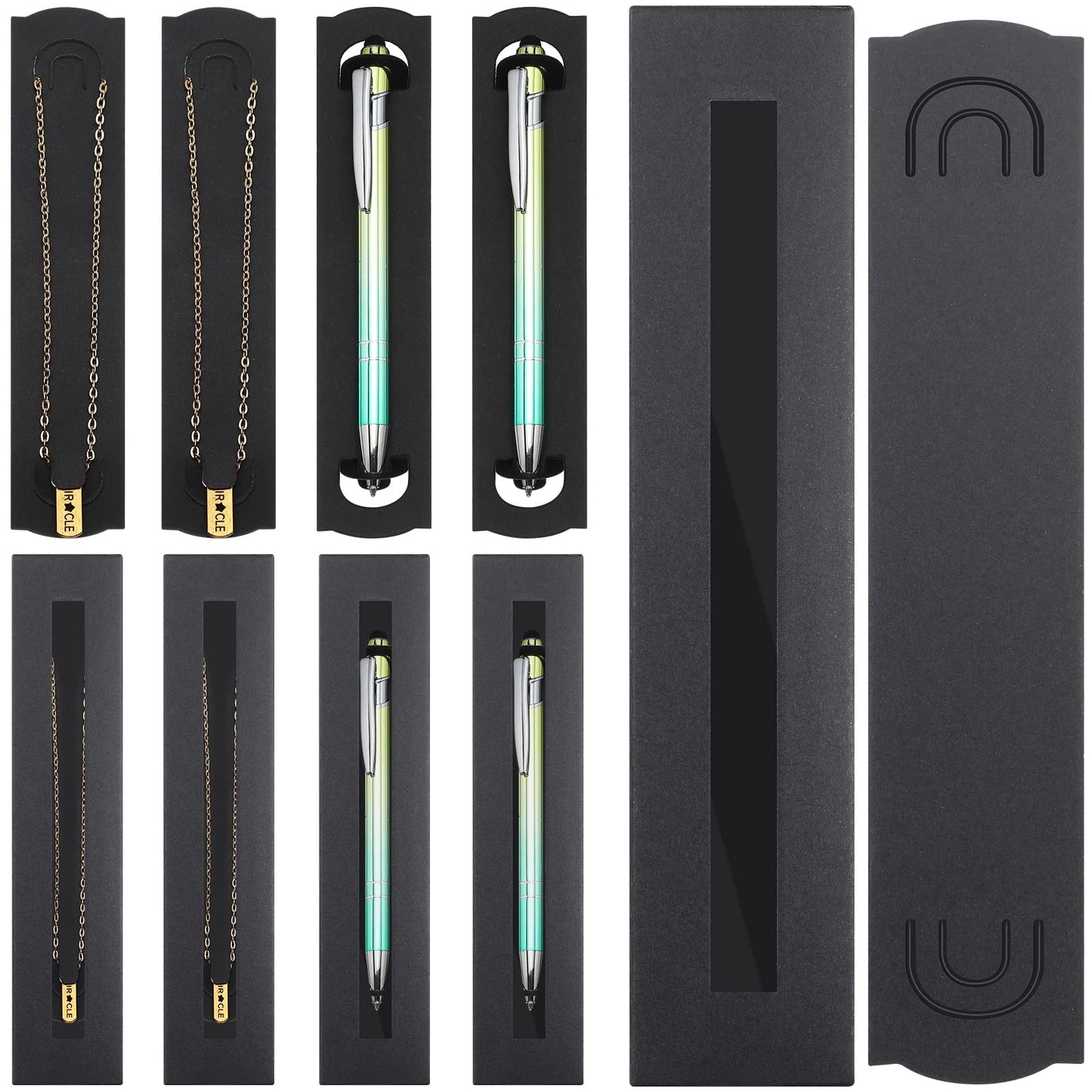 Chivao 40 Sets Epoxy Pen Box and Inserts, Gift Box Display Card Kit, Partners to Glitter Pen, Packaging Bags with Clear Window for Craft Gift Wrapping Supplies Starter(Black)