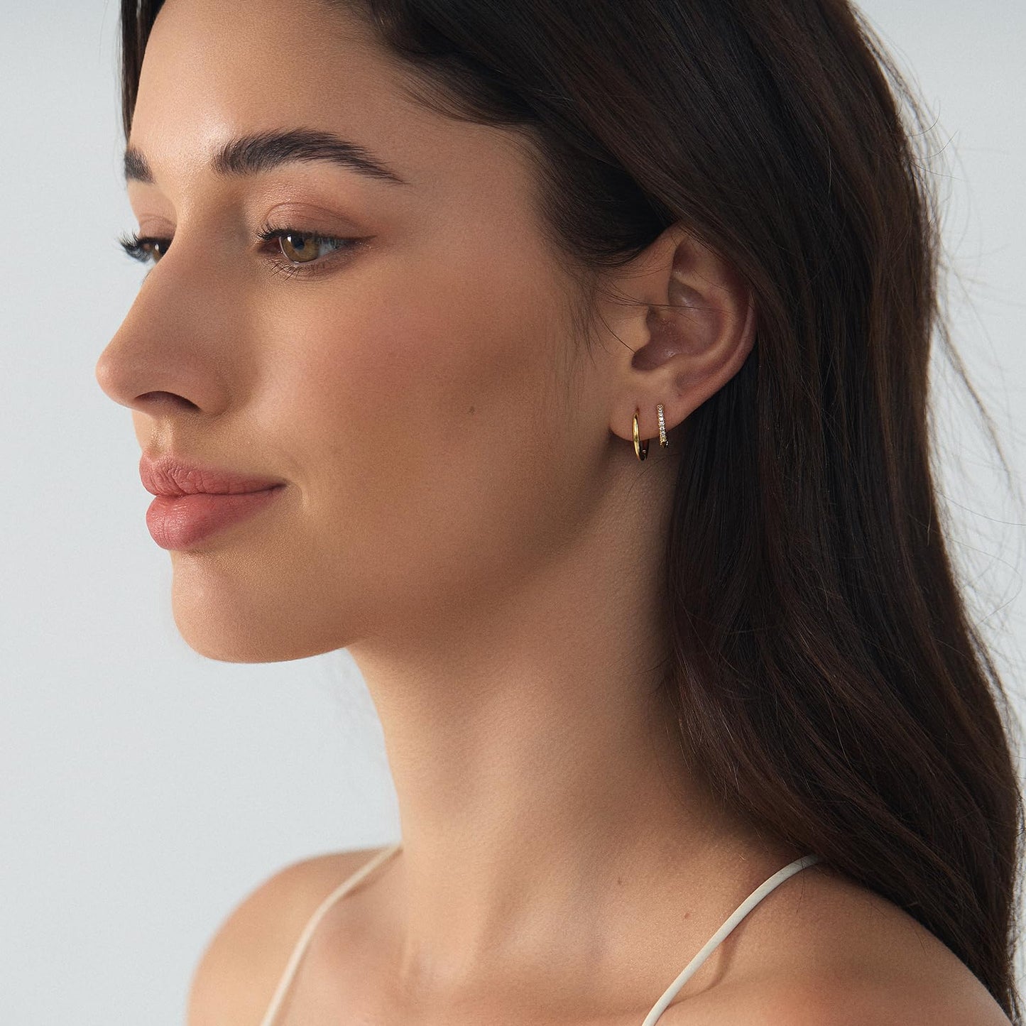 Gold Stud Earrings for Women, 3 Pairs 14K Hypoallergenic Cartilage Earrings for Multiple Piercing, Dainty Small Stackable Gold Hoop Earrings Set (Yellow Gold)