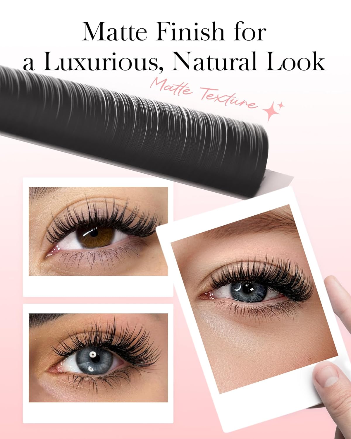 BEYELIAN Flat Eyelash Extension, Ellipse Lash Extensions 0.20 C Curl 14mm 16 Rows Matte Black Eyelash Extension Supplies Classic Lash Extensions Individual Eyelashes Salon Use