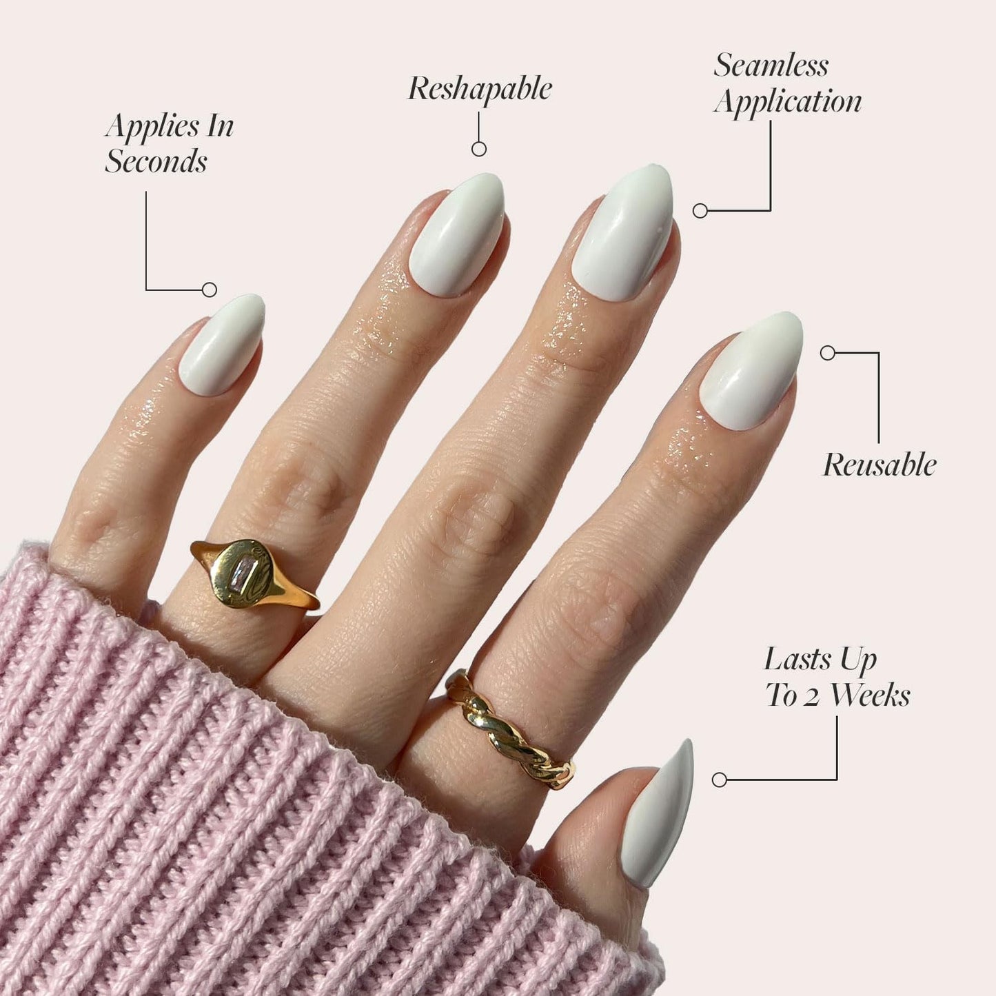 Glamnetic Press-On Nails Bundle - 'Til Death & Angel | Ombre 3D Lace Short Almond Fake Nails | Opaque White Short Almond Nails | Durable, Salon-Quality Nail Kits