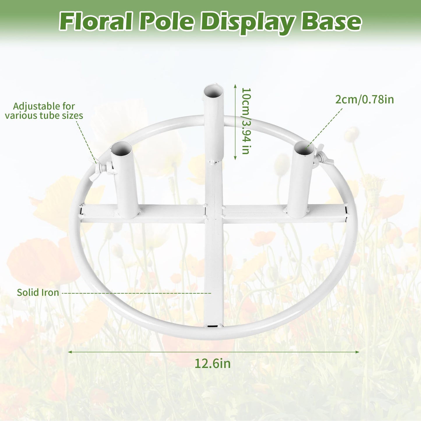 Giant Flower Stand Kit - 3 Pcs 78.7 Inch White Flexible PVC Pipe & Sturdy Flower Pole Display Stand Base for Large Floral Decor, Wedding Backdrops, Balloon Arches, DIY Crafts (Includes Scissors)