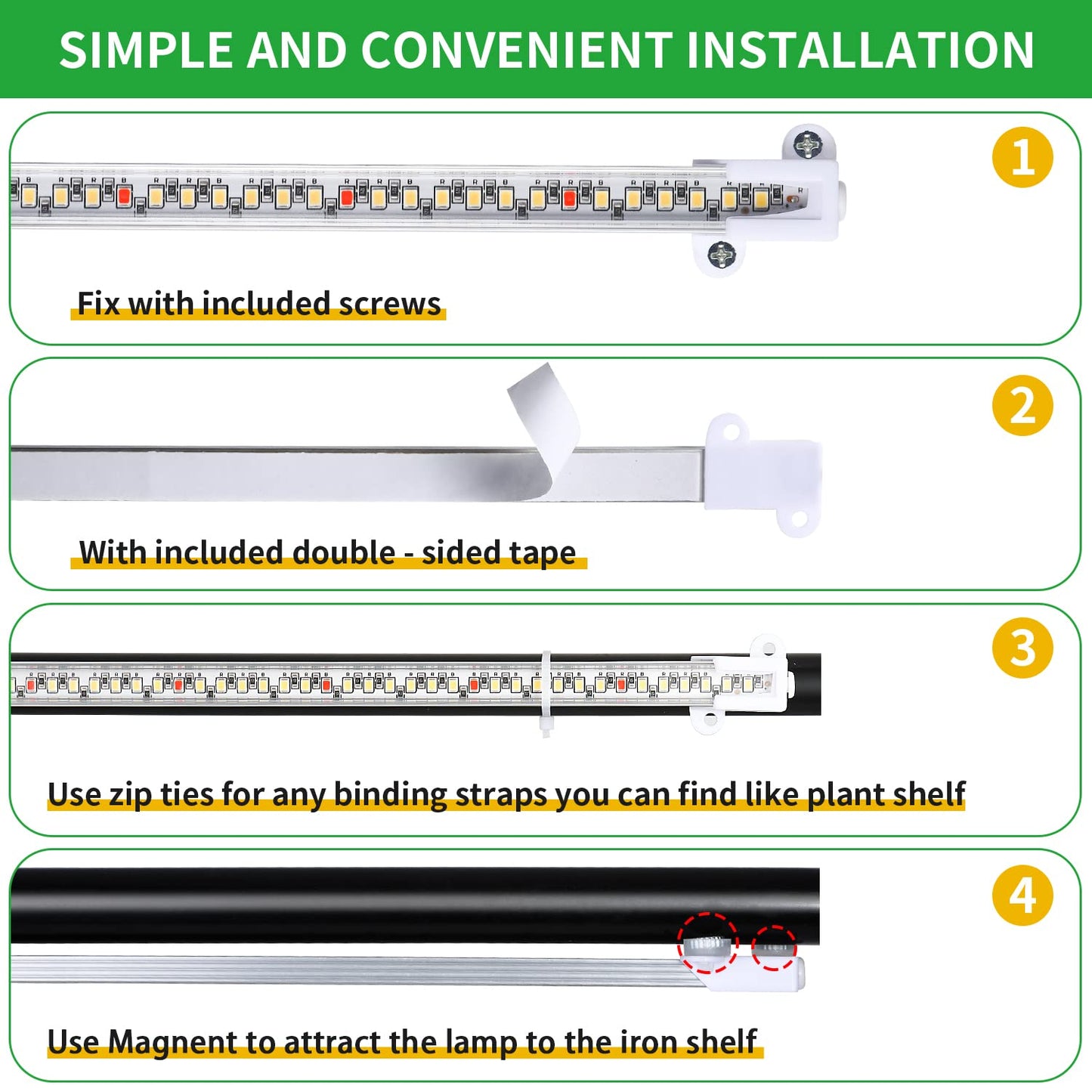 2 Head 13" Growing Lamp for Indoor Plants, Red & White Full Spectrum LED Grow Light Strips with Auto ON/Off, 3/9/12H Timer,10 Dimmable Levels for Green House Seedlings