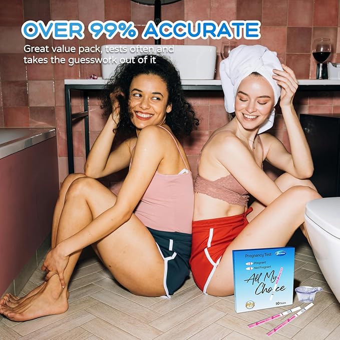 Pregnancy Tests with Cups, HEAL-CHECK Bulk Pregnancy Test Strips for Detection at Home, Over 99% Accuracy, Individually Wrapped Fertility Tests, Extra-Wide 5mm HCG Tests, Pruebas De Embarazo, 10 Count