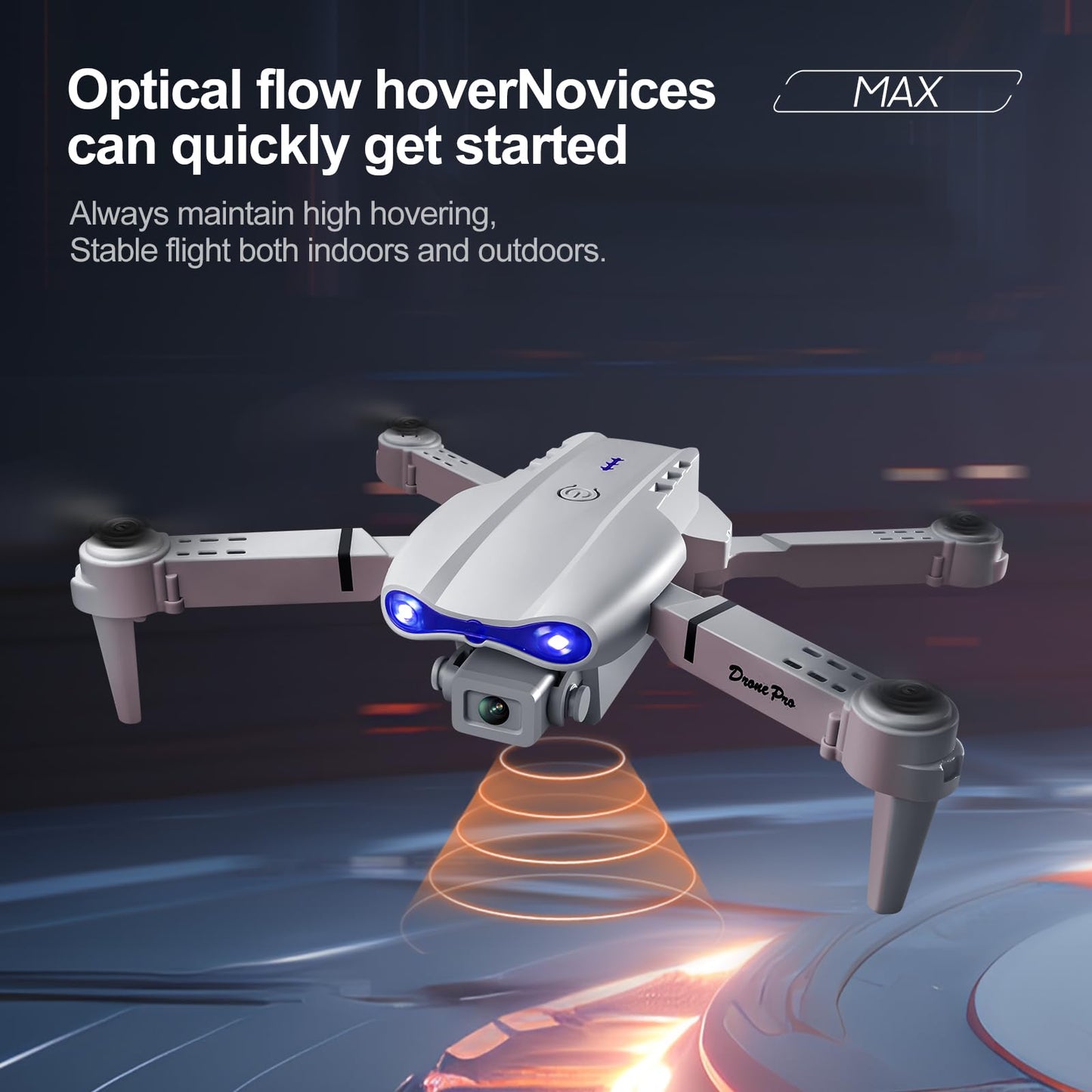 elecci E99 Drone with Screen Controller, Two-batteries, Altitude Hold, One Key Take Off/Landing, Active Obstacle Avoidance. with Black Outdoor Carrying Case. (White - 2 batteries)