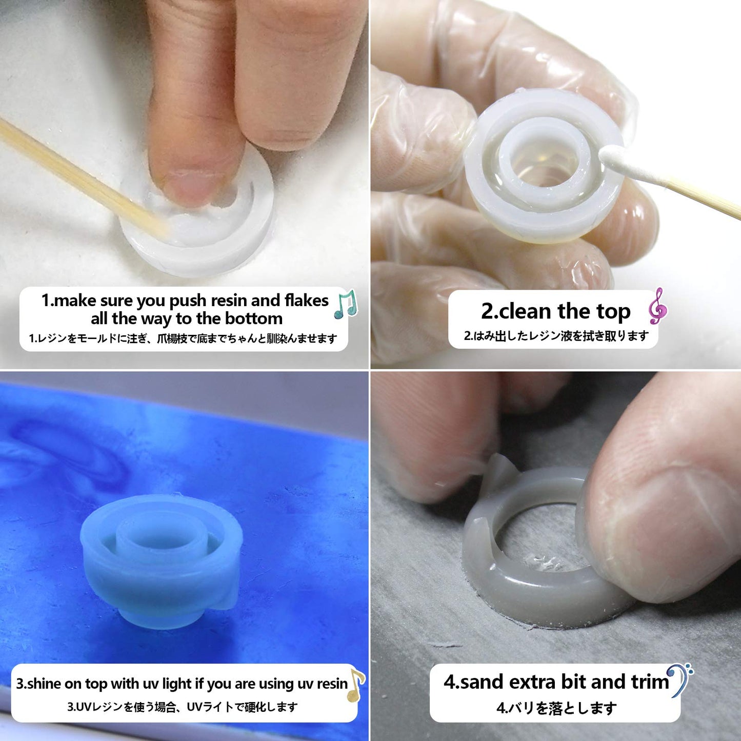 FUNSHOWCASE Resin Ring Silicone Mold for Liquid Clay Crafting, Resin Epoxy, Jewelry Making 24-Count