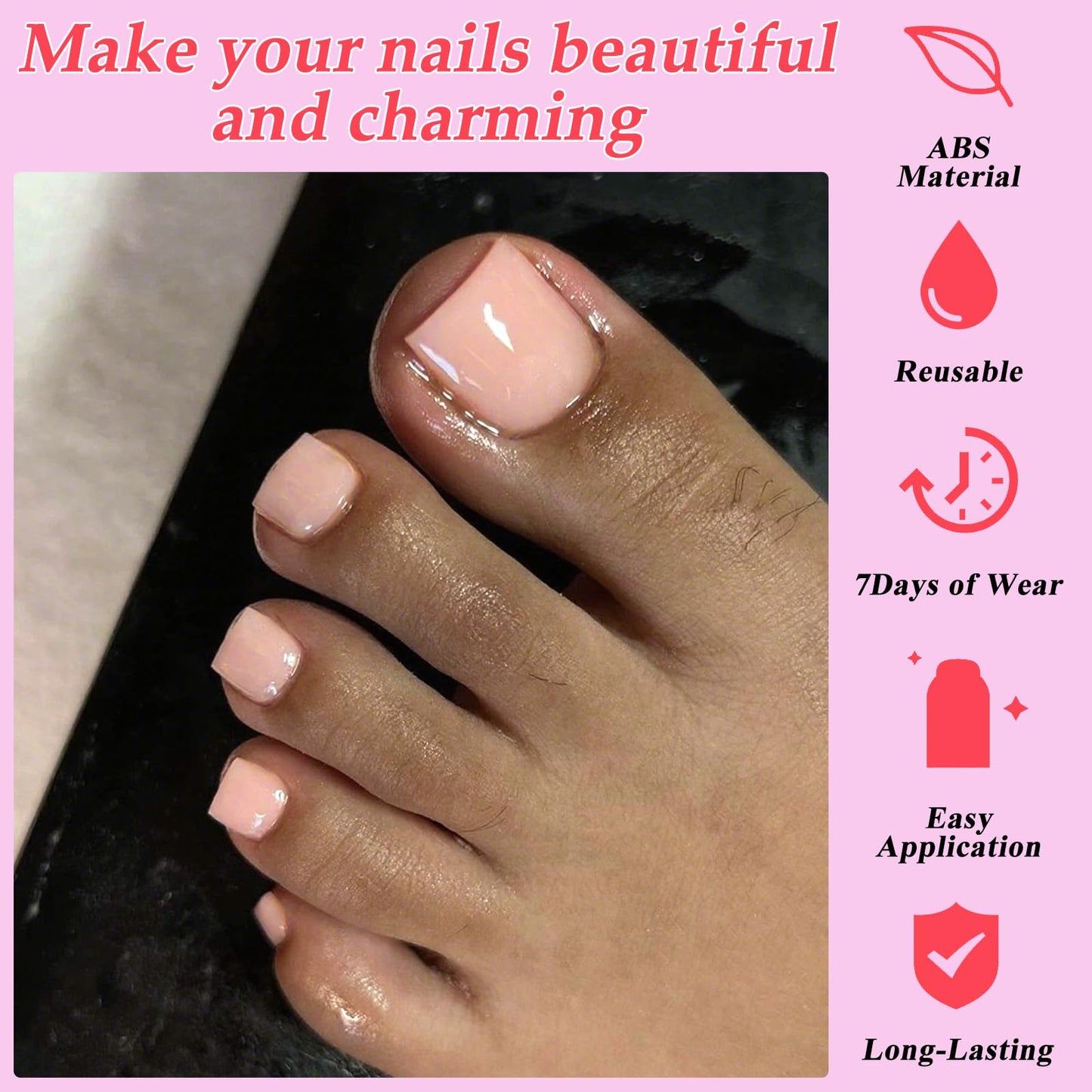 Lifextol 120PC Pink Press on Toenails for Women Fake Toe nail Press ons Acrylic Toe Press on Nails Set, Pink Press on Toe Nails Press on Fake Toenails Press ons Acrylic Toe Nail Tips Kit & Glue Tabs
