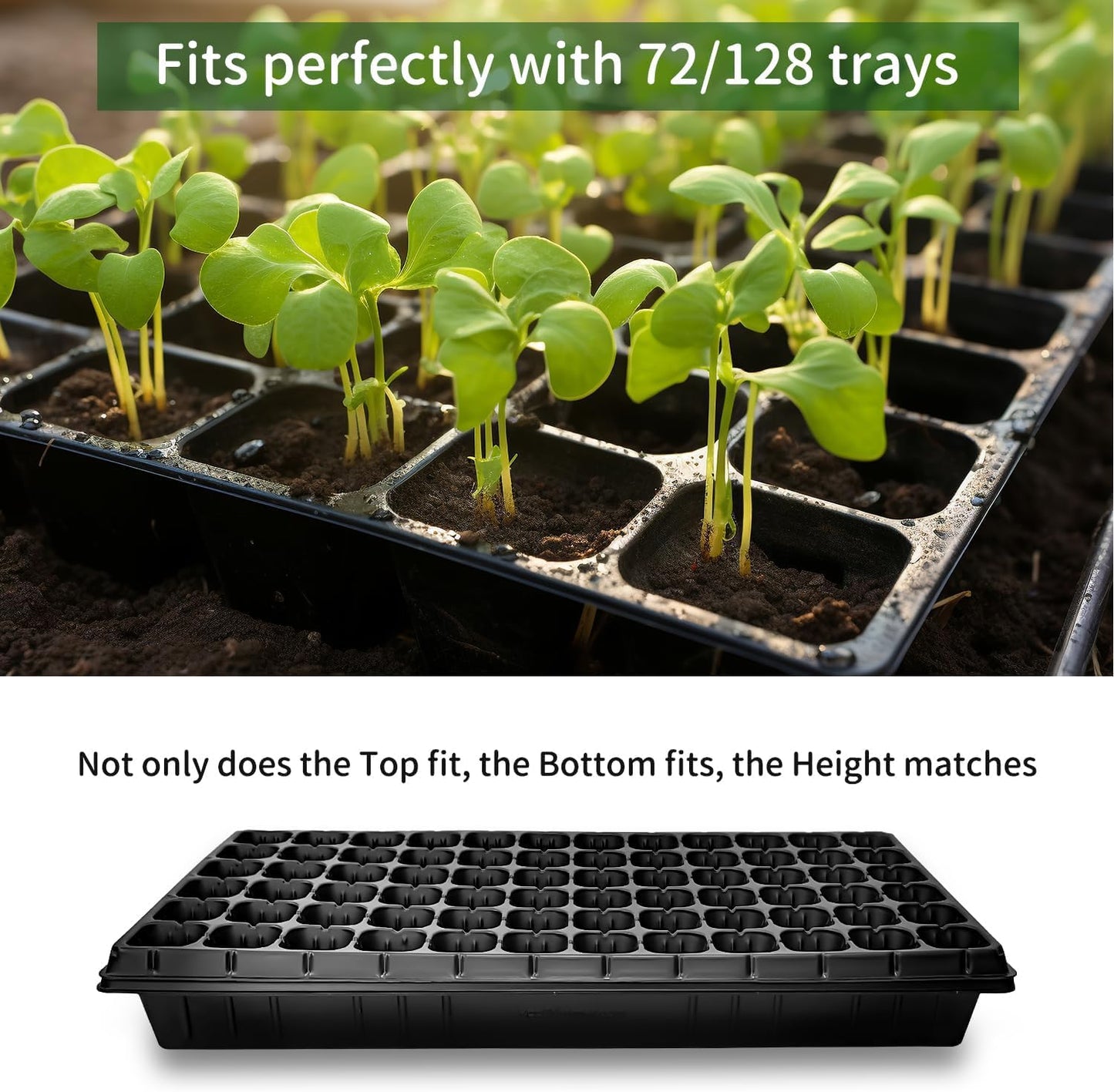RooTrimmer 10 Pack 1020 Seed Starter Trays and 10 Pcs 72 Cell Plug Trays, Thick Durable Seedling Plastic Nursery Tray for TD538 1020 Tray Germination (10 Sets)