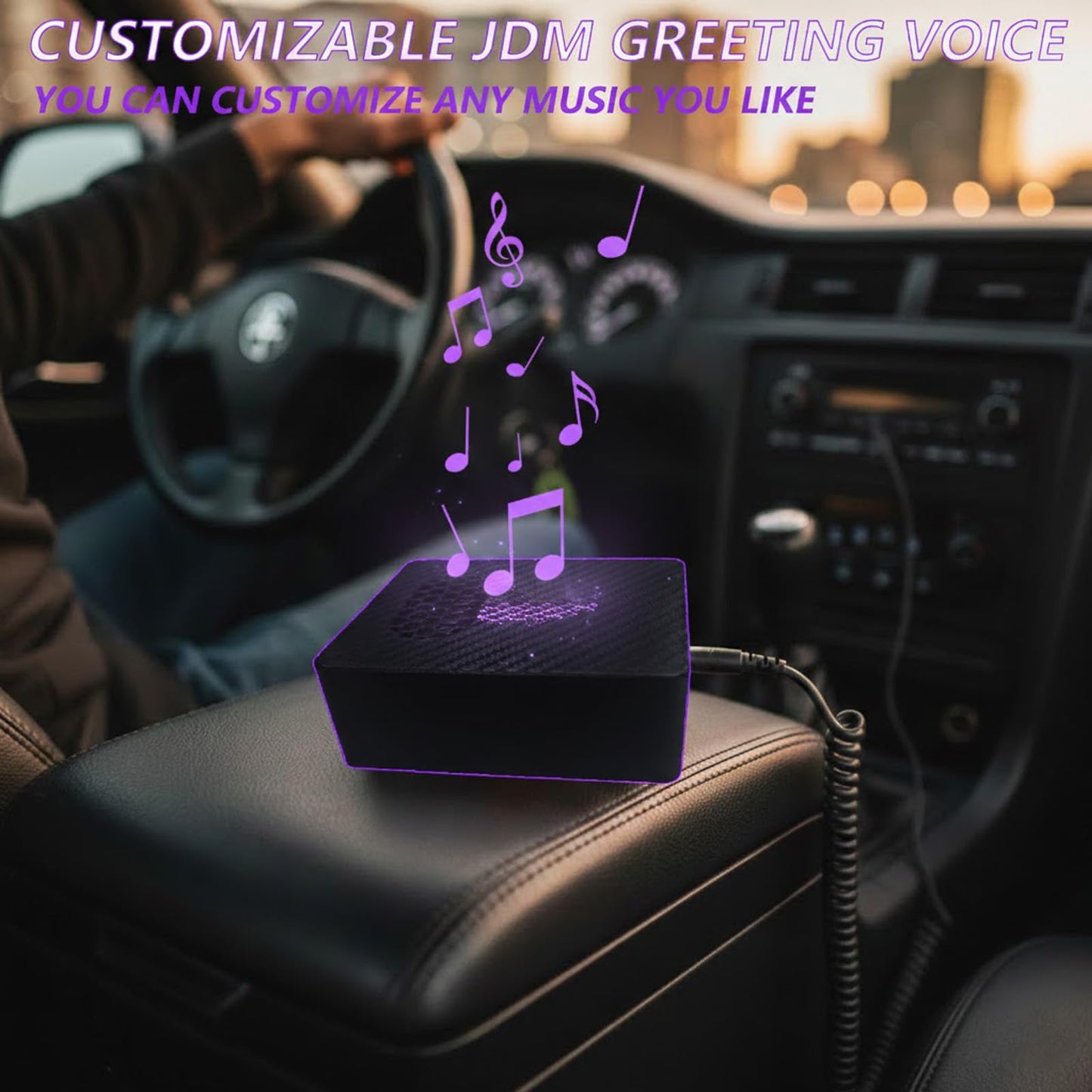 Airaevce JDM Melody Box, Car Startup Sound Box with Carbon Fiber Housin Custom Audio Upload, Automatic Playback Compact Design Personalized Gift for Car Enthusiasts