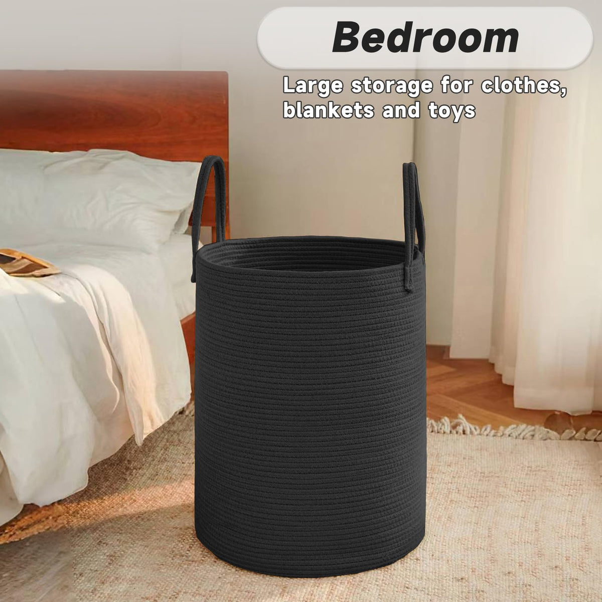80L Cotton Rope Laundry Basket Hamper