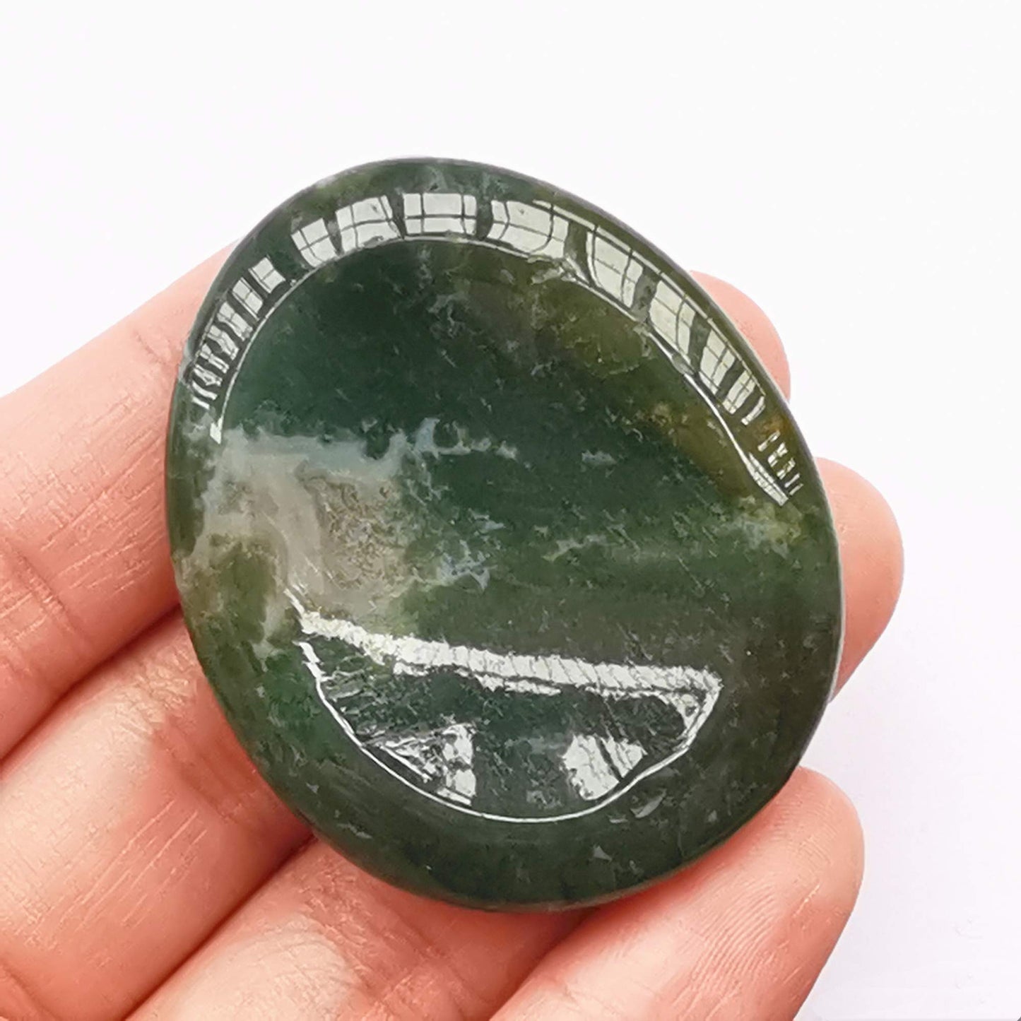 Bacatgem Moss Agate Water Drop Chakra Thumb Worry Stone,Stress Relax Healing Reiki Crystal Pocket Palm Stones