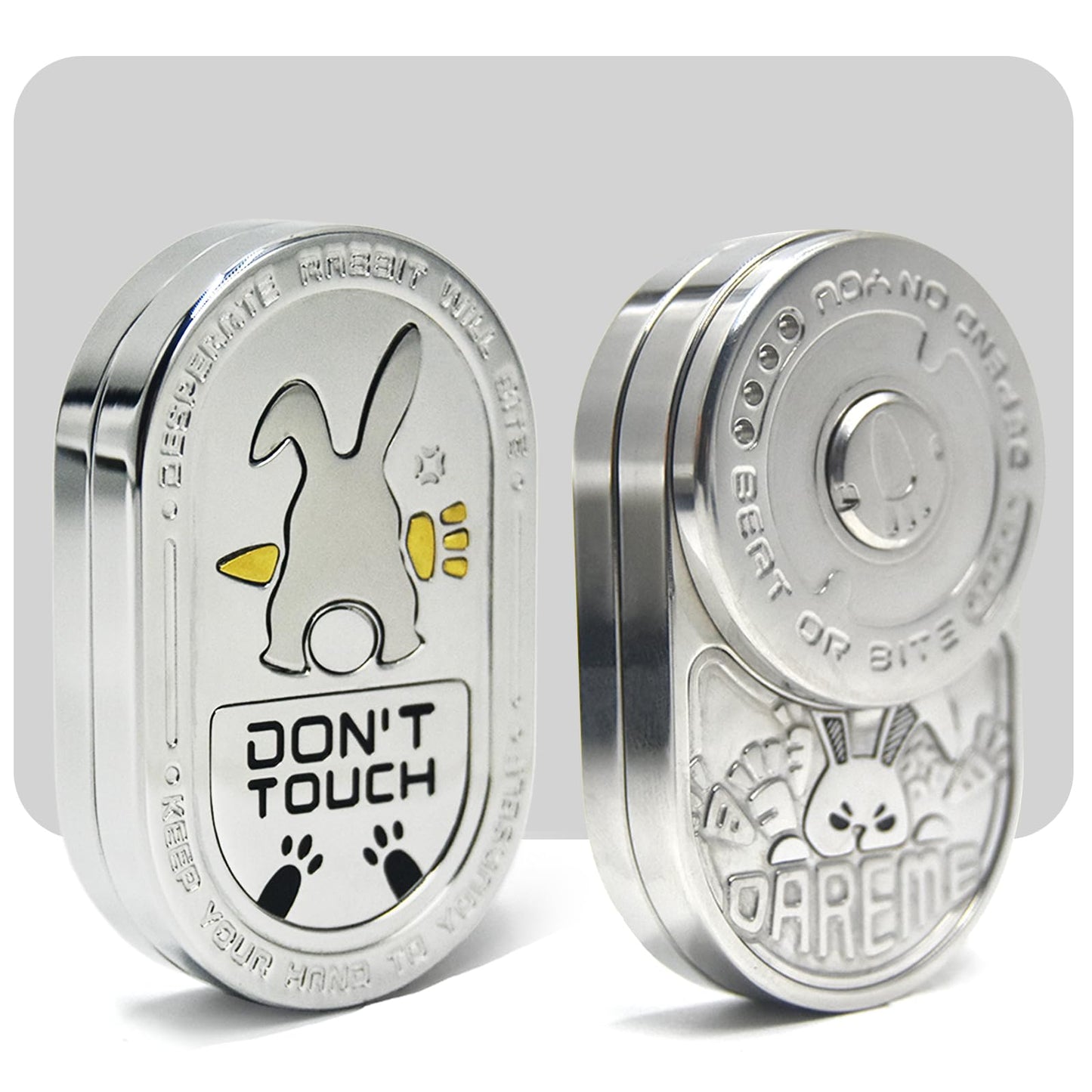 HIDEDC Desperate Rabbit Fidget Slider Set | 1st Gen + 2nd Gen | Mechanical Groove Track Design, EDC Fidget Toys Collections & Gifts for Adults - Steel Silver