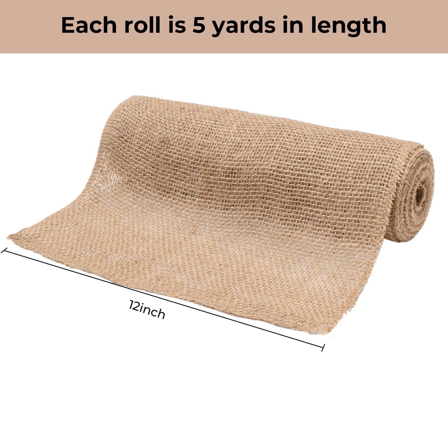 12 Inch Natural Burlap Fabric Roll - 10 Yards Jute Fabric Ribbon for DIY Gift Wrapping Craft Projects, Wedding & Christmas Home Decoration (30 cm, 12 in)