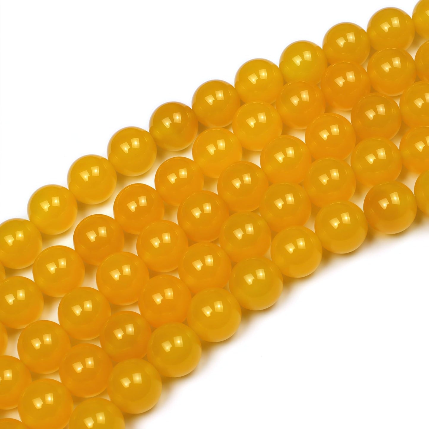 MJDCB 7A Round Natural Yellow Agate Beads Stone Loose Beads for Necklace Bracelet Charms Jewelry Making 15"(8mm)
