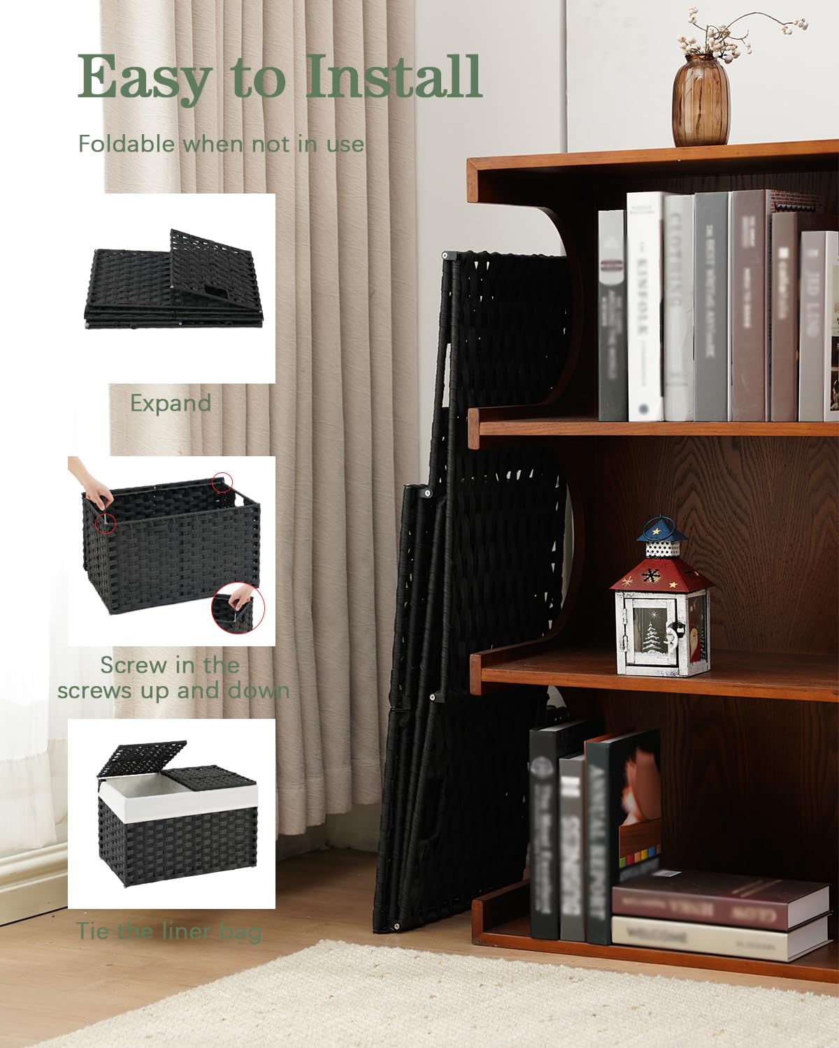 Storage Basket with Lid Wicker Baskets for Storage