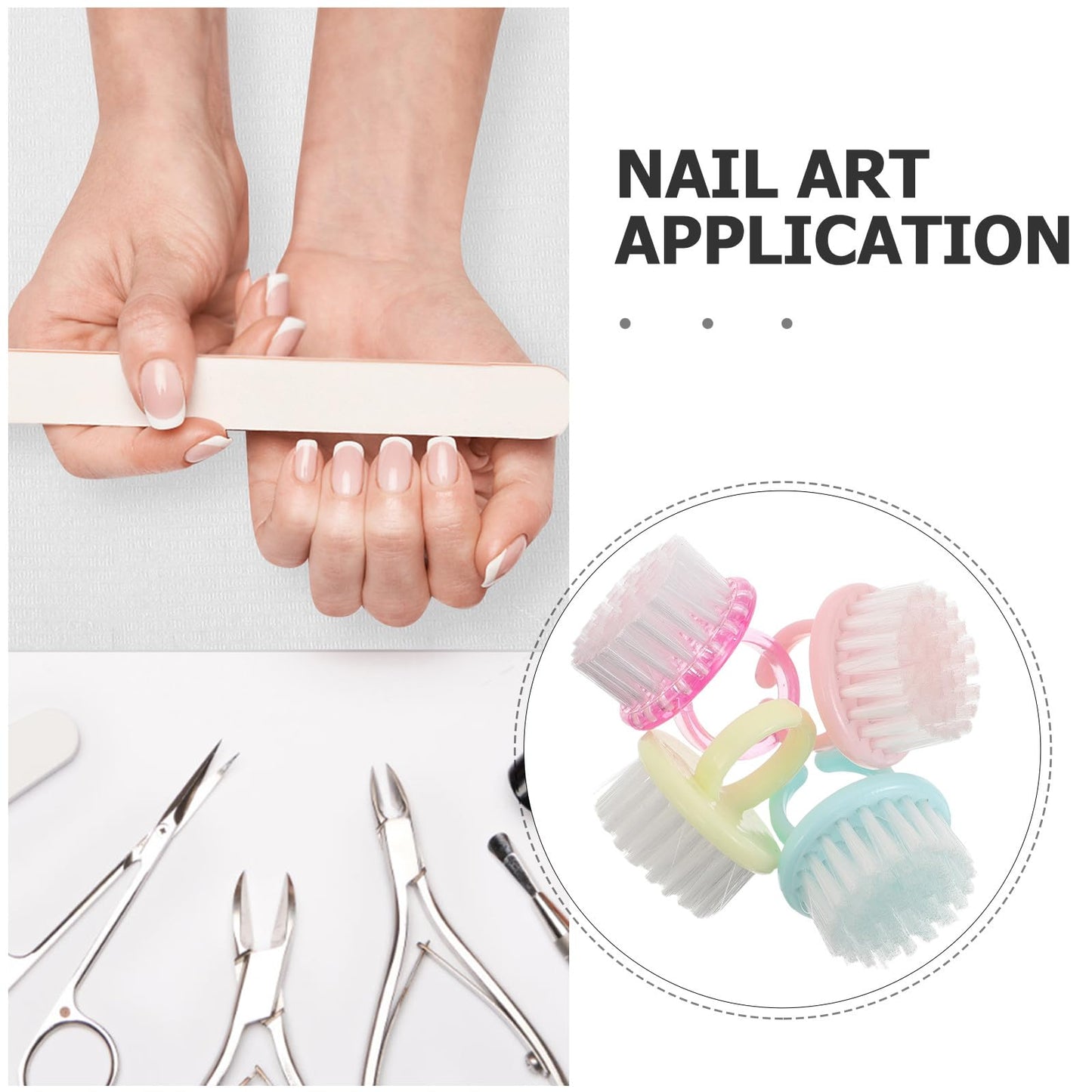 IWOWHERO 20pcs Nail Dust Cleaning Brush Ring, Soft Duster for Clean Up Fingernails and Toe - Small Scrubber Brush Nail Duster Tools for Manicure