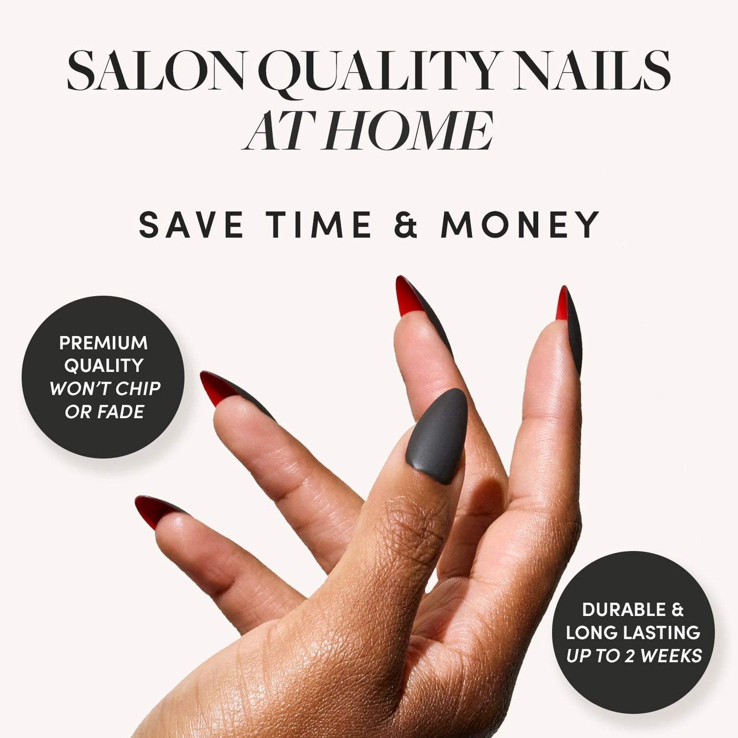 Glamnetic Press-On Nails Bundle - Midnight Romance, Jet Black & Red Bottom | Squoval Black Fake Nails with Magnetic Cat-Eye Design | Squoval Black Fake Nails with a Glossy Finish | Red Acc