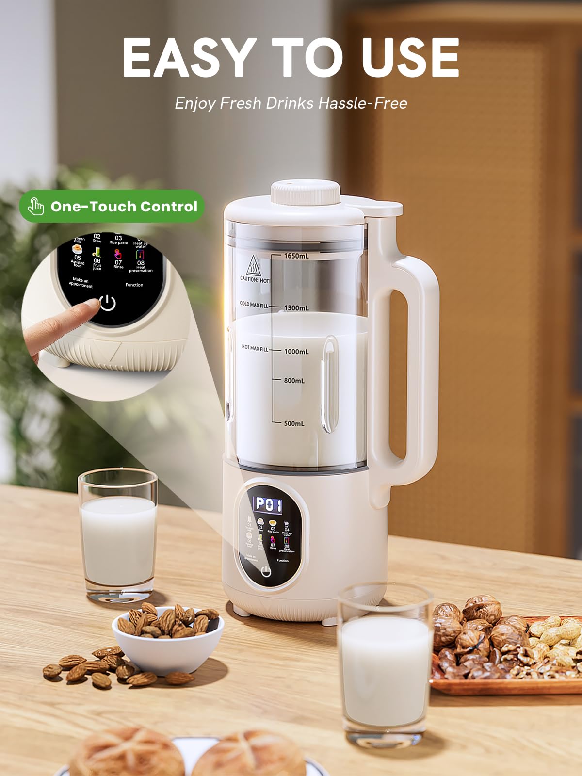 Upgraded 55oz Nut Milk Maker Machine (Extra Large),10-in-1 Automatic Soy Milk Maker with 20 Blades, Homemade Plant-Based Oat, Almond Milk Maker with Auto Clean/DelayStart/BoilWater/Keep Warm,5-6 Cups