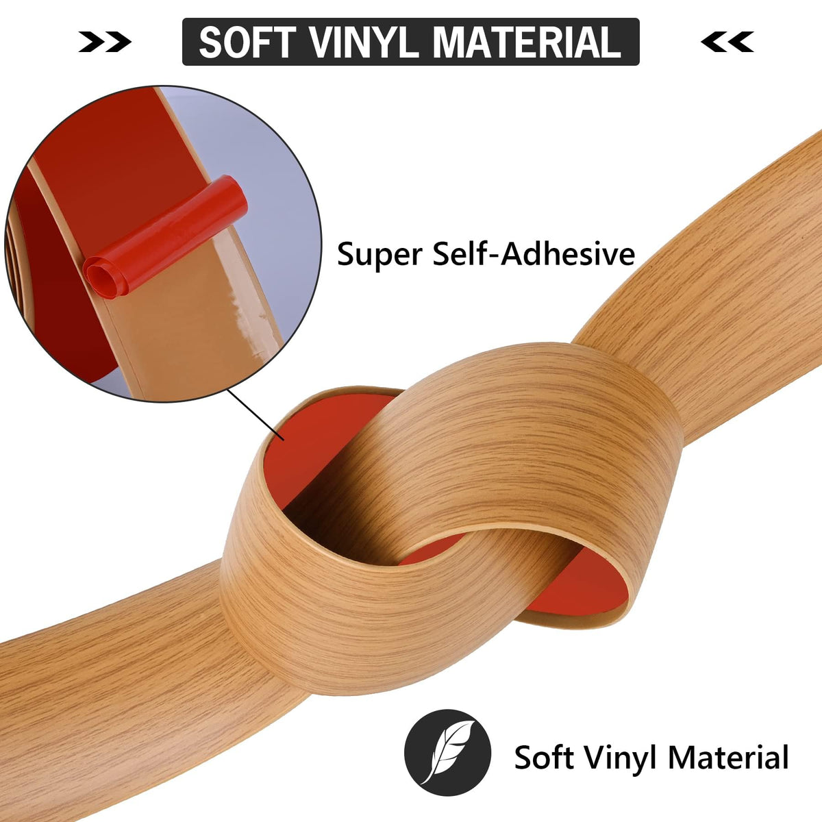 3.3Ft Floor Transition Strip Self Adhesive Vinyl Cover Floor Strip Flat Divider Transition Strip Wood Grain Design for Laminate Floor Gaps and Doorway Transitions (3.3 Foot)