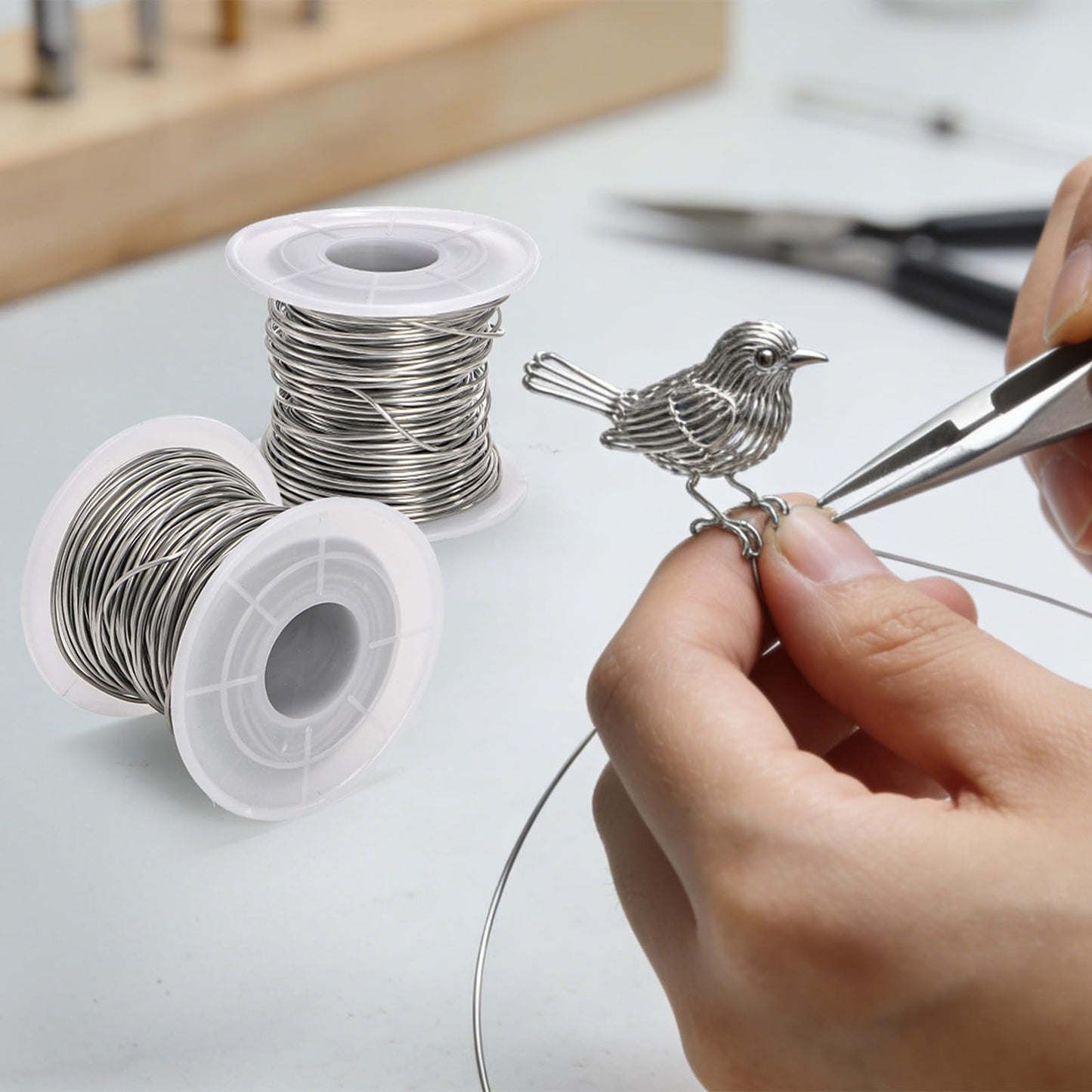 Okllen 4 Pack 18 Gauge Stainless Steel Wire, 1mm Jewelry Wire for Craft Making, Wrapping & Sculpting, 4 Rolls Total 340 ft