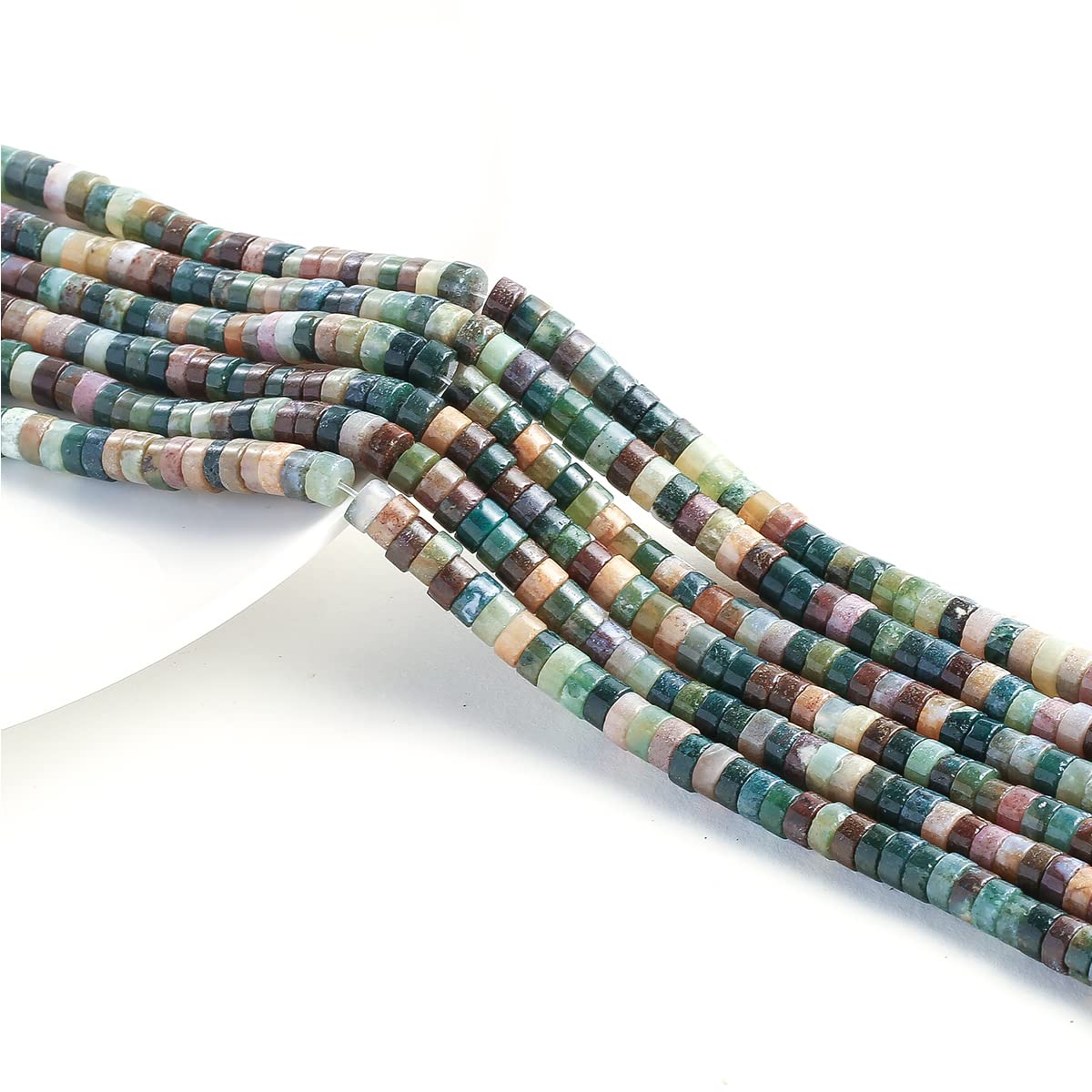 Natural Indian Agate Stone Spacer Beads 6x3mm 38cm/str Flat Round Loose Semi Gemstone Caps for Making Bracelets Necklace