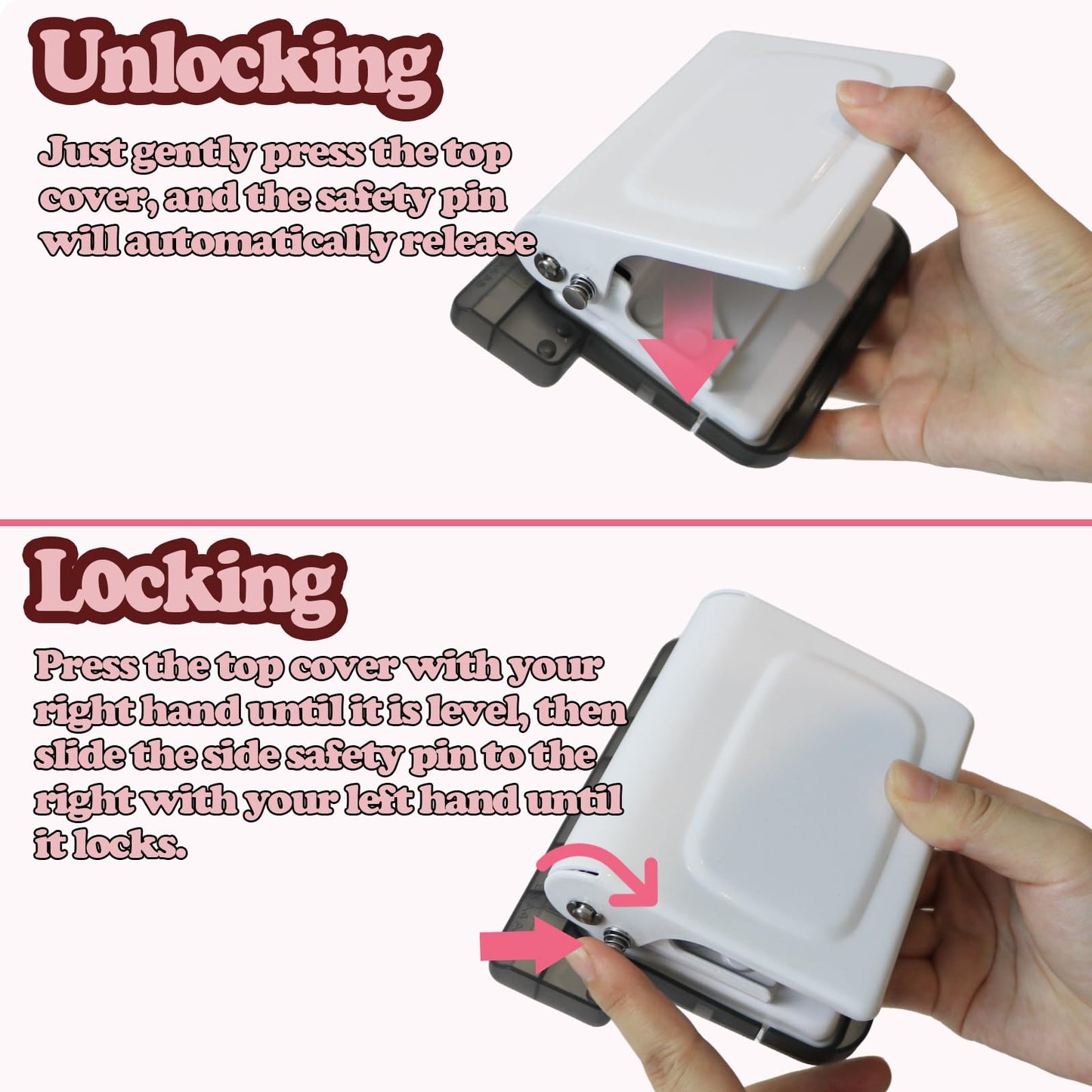 10 Hole Punch Binding Machine for Planners, Manual Paper Puncher for DIY Loose Leaf Notebooks, Includes 18 Colorful Binder Rings, Perfect for A4/A5/B5 DIY Scrapbooking, White