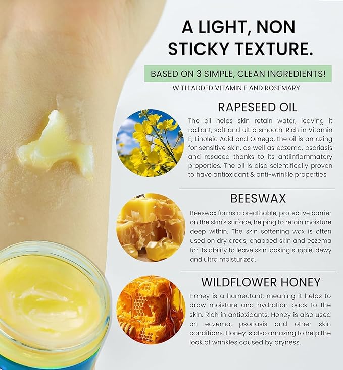 Beesalene Original Unpetroleum - 100% Natural & Hypoallergenic Alternative to Petroleum Jelly - Lips, Hands, Baby, Makeup Remover and More (Glass Jar) (4 oz)