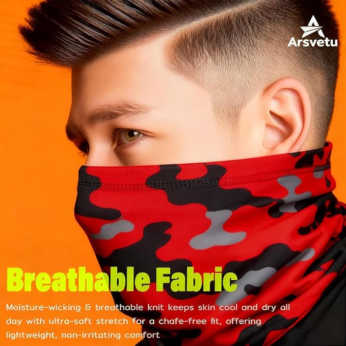 6 Pack Neck Gaiter, UV Protection Cooling Breathable Face Mask, Hiking Scarf for Men Women