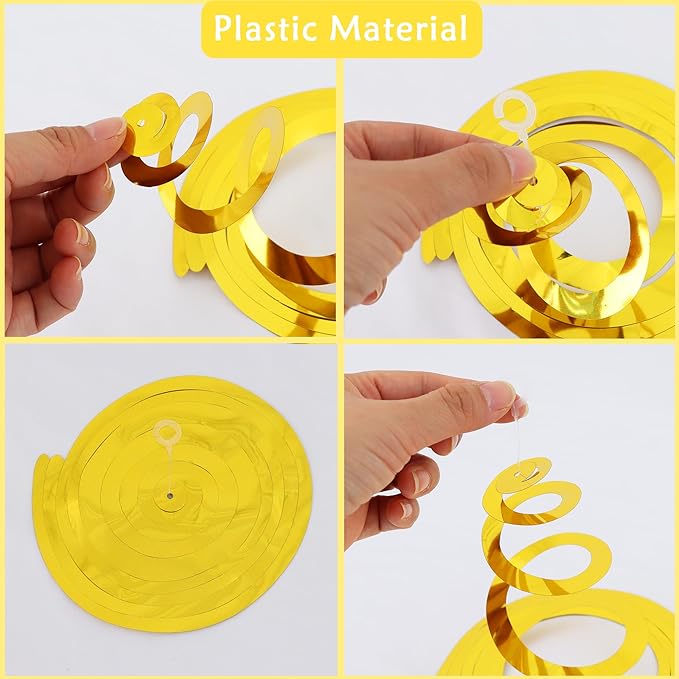 BEISHIDA Blue Blue Gold Hanging Swirls Party Decorations Plastic Streamer for Ceiling, Baby Shower Retirement Birthday Graduation Party Supplies, Pack of 20