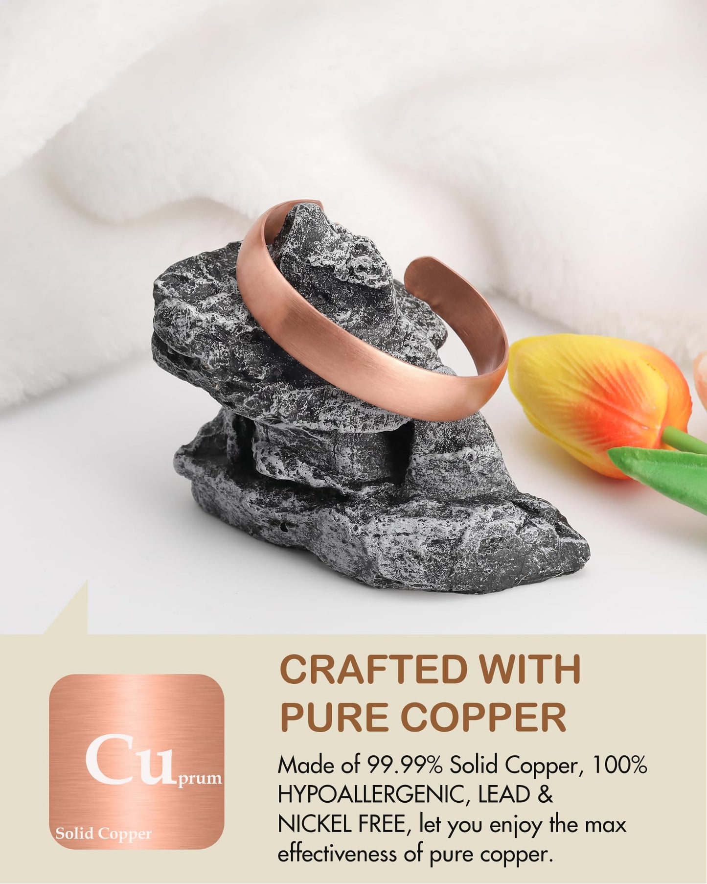 Feraco Pure Copper Bracelets for Women & Men, 99.99% Real Copper Tibetan Cuff Bangle, Adjustable Handmade Jewelry Gift