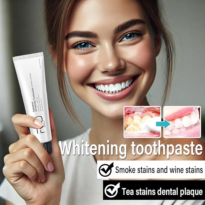 R&O Ageratum Whitening Toothpaste with Bamboo Charcoal, 3.53 oz - Removes Stubborn Stains, Great for Teeth Whitening, Reduces Plaque, Promotes Oral Health with Long - Lasting Fresh Breath (3 Tubes)